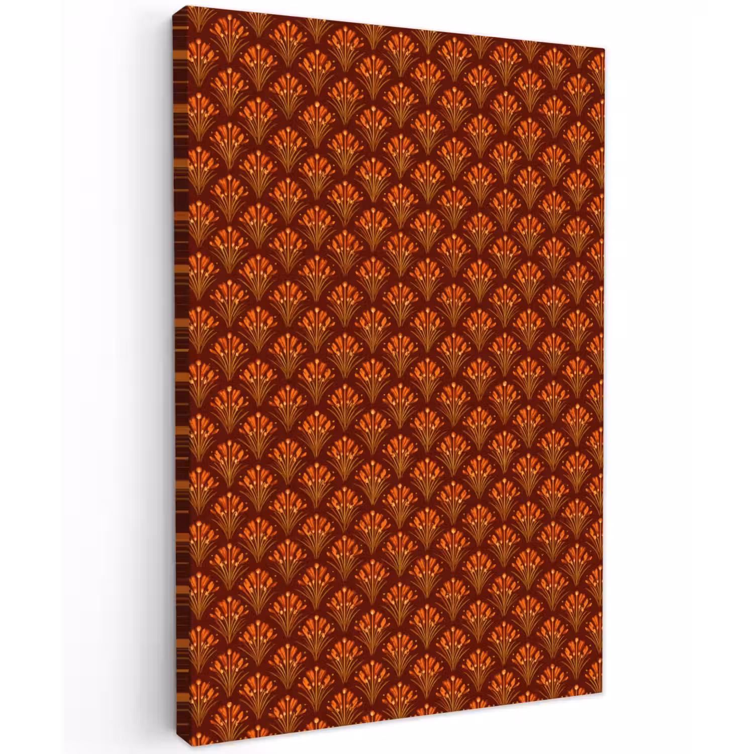 Waaiers - Art Deco - Botanisch - Roestbruin - Oranje Tuinposter op houten frame 2 cm dik klein 841 -3d