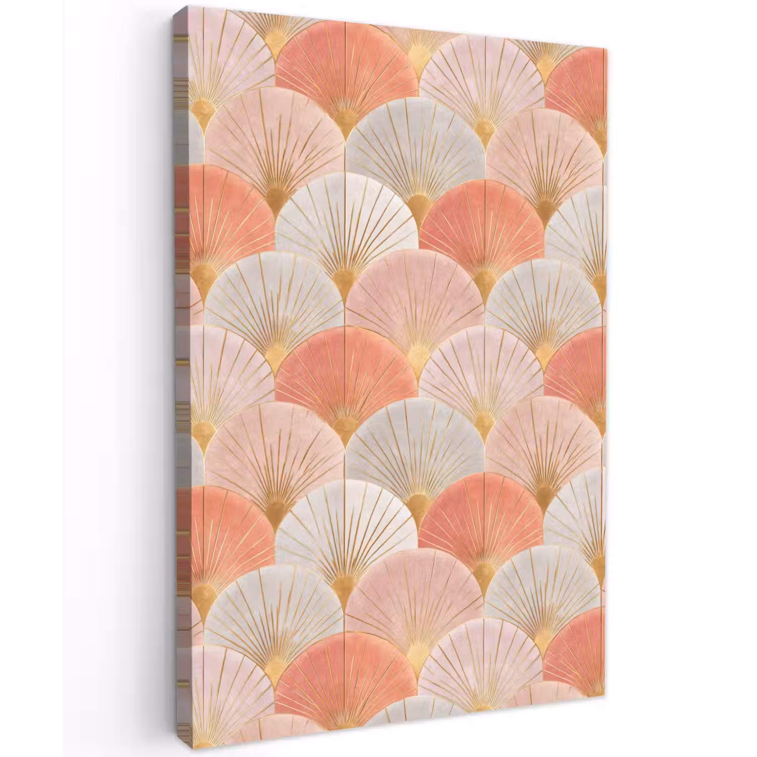 Waaiers - Goud - Roze Tuinposter op houten frame 2 cm dik klein 841 -3d