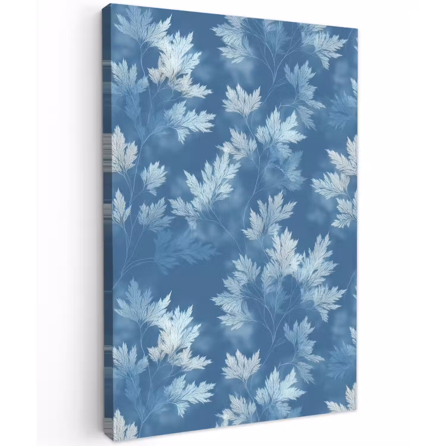 Varen - Botanisch - Patroon - Grijsblauw Tuinposter op houten frame 2 cm dik klein 841 -3d