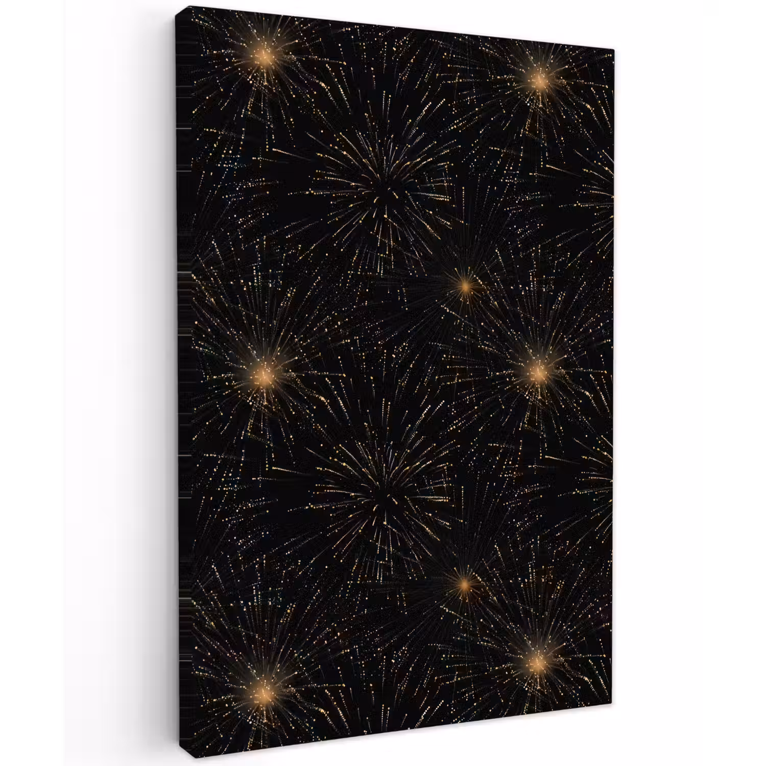 Vuurwerk - Patroon - Feestelijk - Goud - Zwart Tuinposter op houten frame 2 cm dik klein 841 -3d