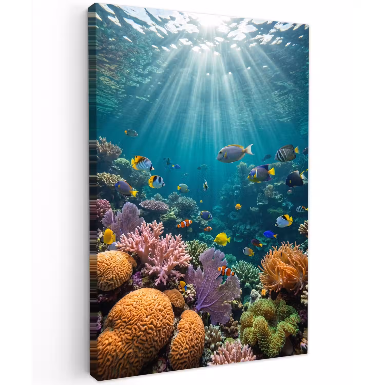Vis - Koraal - Oceaan - Natuur - Kleurrijk Tuinposter op houten frame 2 cm dik klein -3d