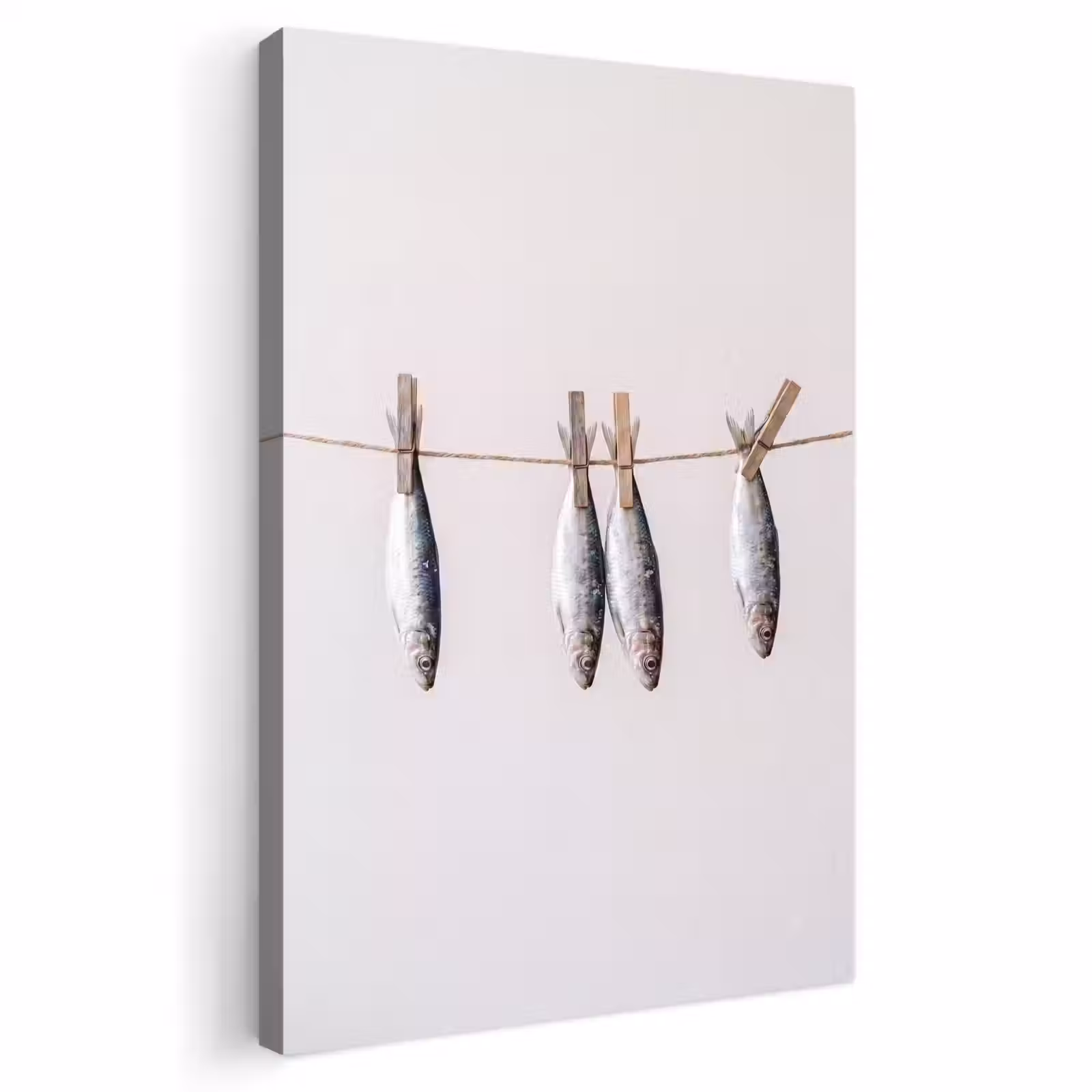 Outdoor Canvas Print - Fish - Hanging - Food - Vis - Hangend - Eten Tuinposter op houten frame 2 cm dik klein