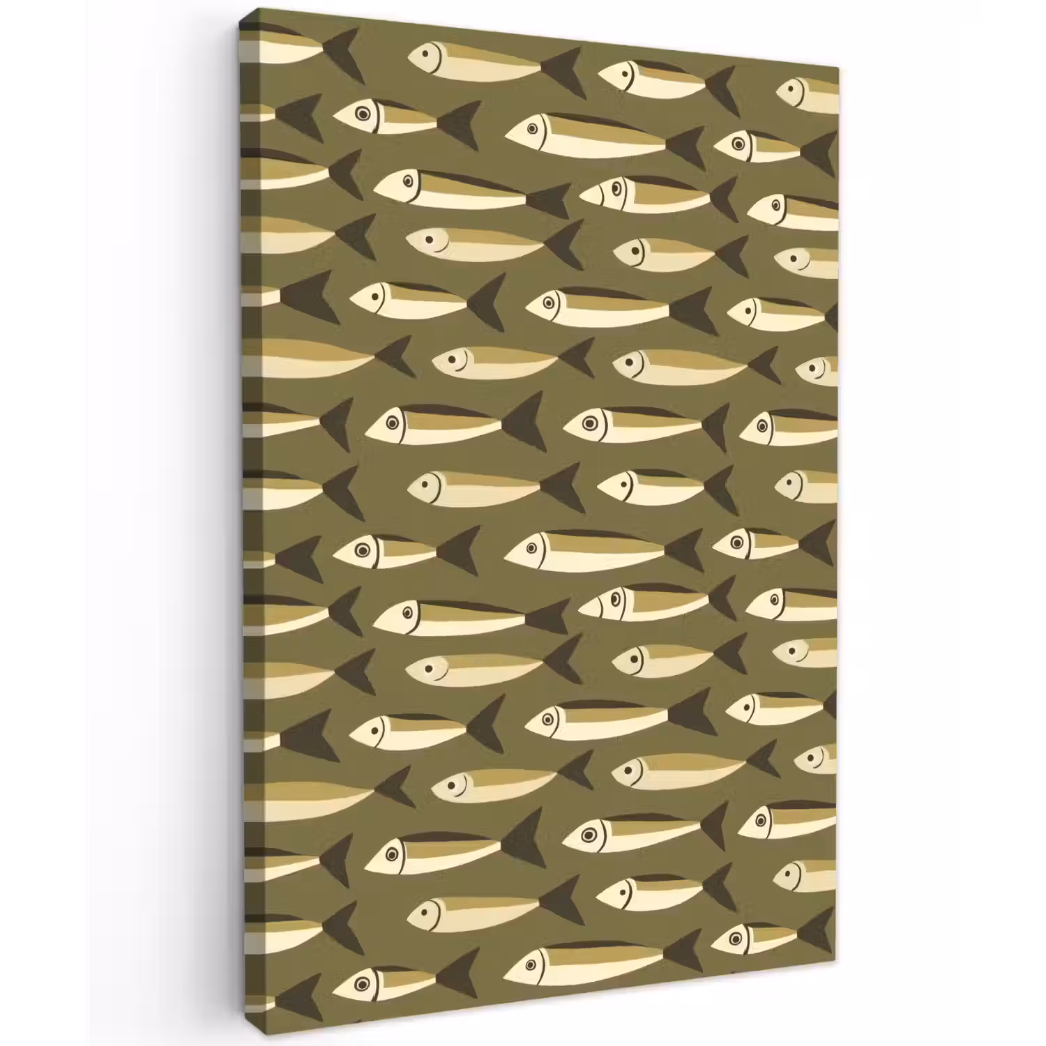 Vis - Patroon - Groen Tuinposter op houten frame 2 cm dik klein 841 -3d
