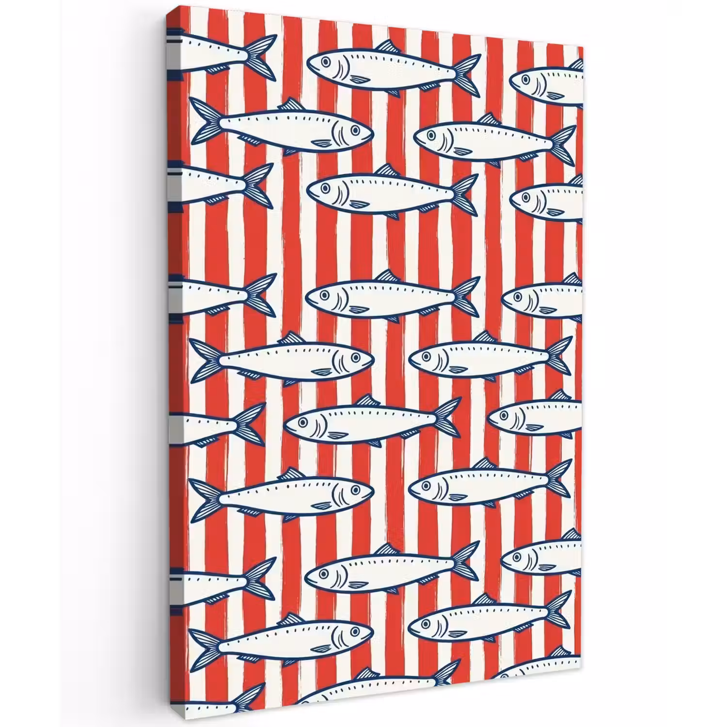 Vis - Patroon - Strepen - Illustratie - Rood Tuinposter op houten frame 2 cm dik klein -3d