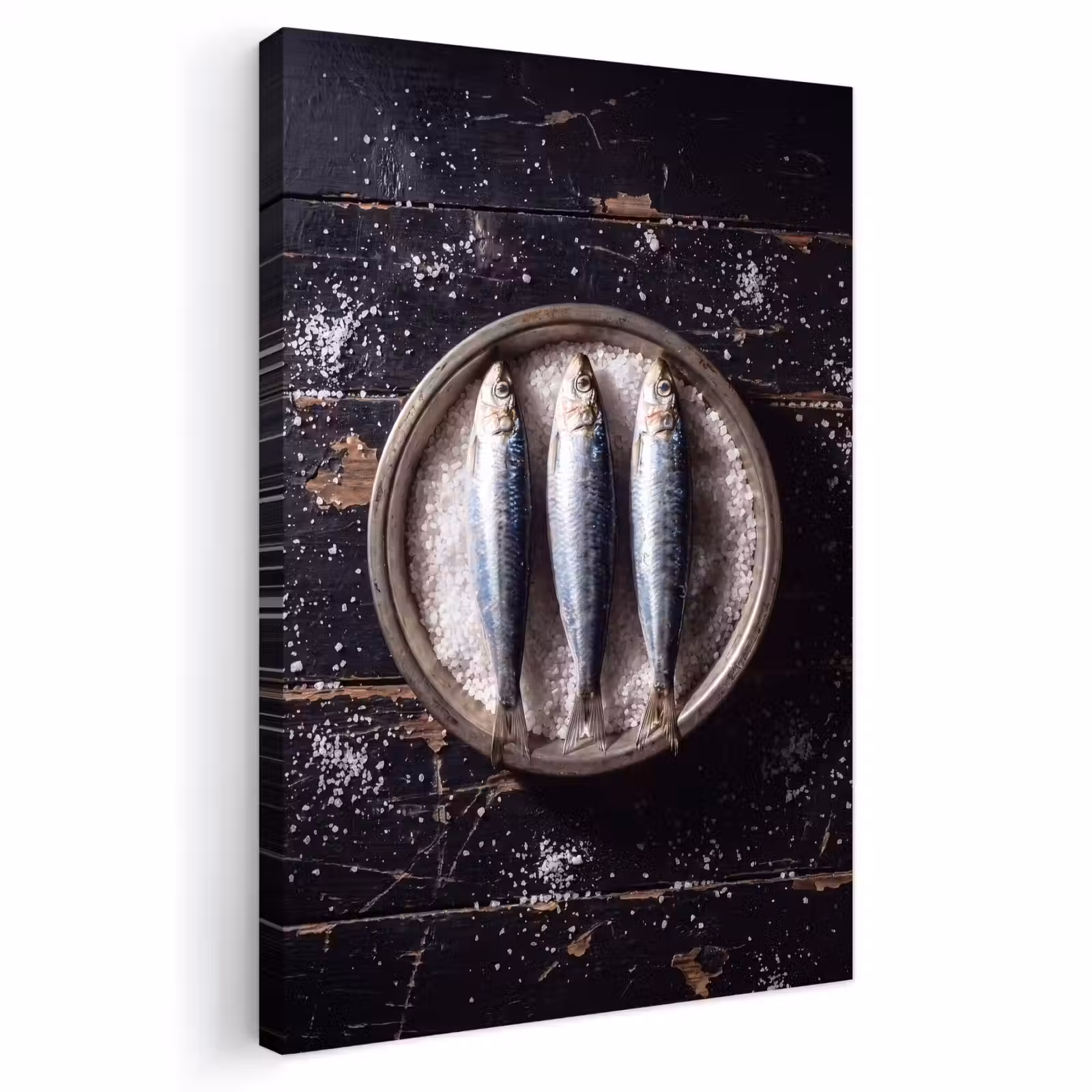 Outdoor Canvas Print - Fish - Salt - Food - Vis - Zout - Eten Tuinposter op houten frame 2 cm dik klein