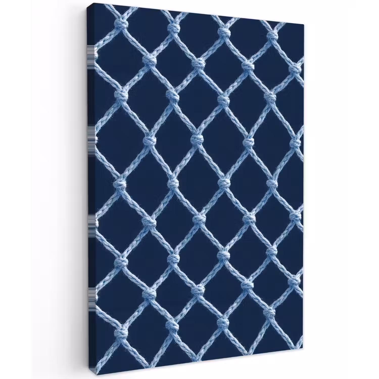 Visnet - Touw - Patroon - Marineblauw Tuinposter op houten frame 2 cm dik klein 841 -3d