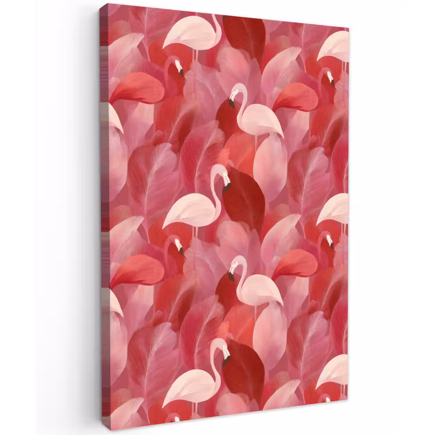 Flamingo - Botanisch - Elegant - Roze - Rood Tuinposter op houten frame 2 cm dik klein 841 -3d