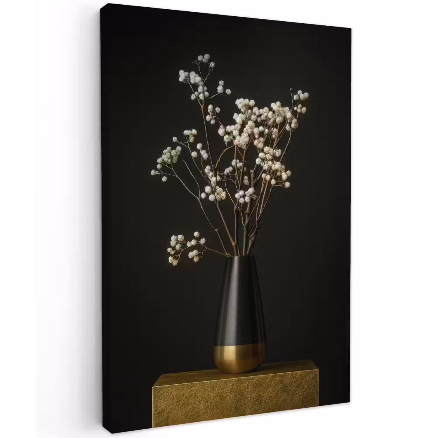 Bloembollen - Wit - Vaas - Minimalistisch Tuinposter op houten frame 2 cm dik klein -3d