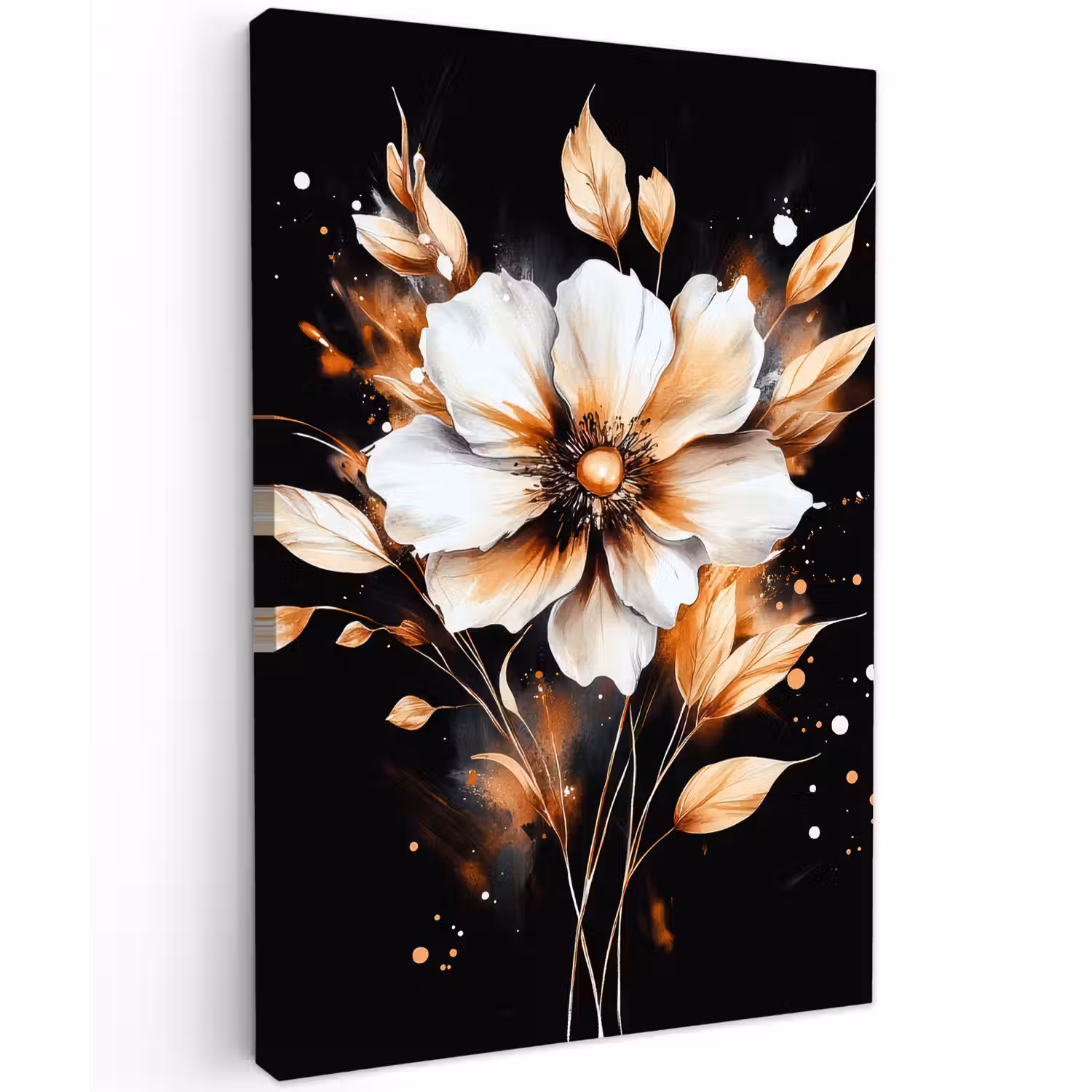Bloem - Verf - Goud - Graffiti - Modern Tuinposter op houten frame 2 cm dik klein -3d