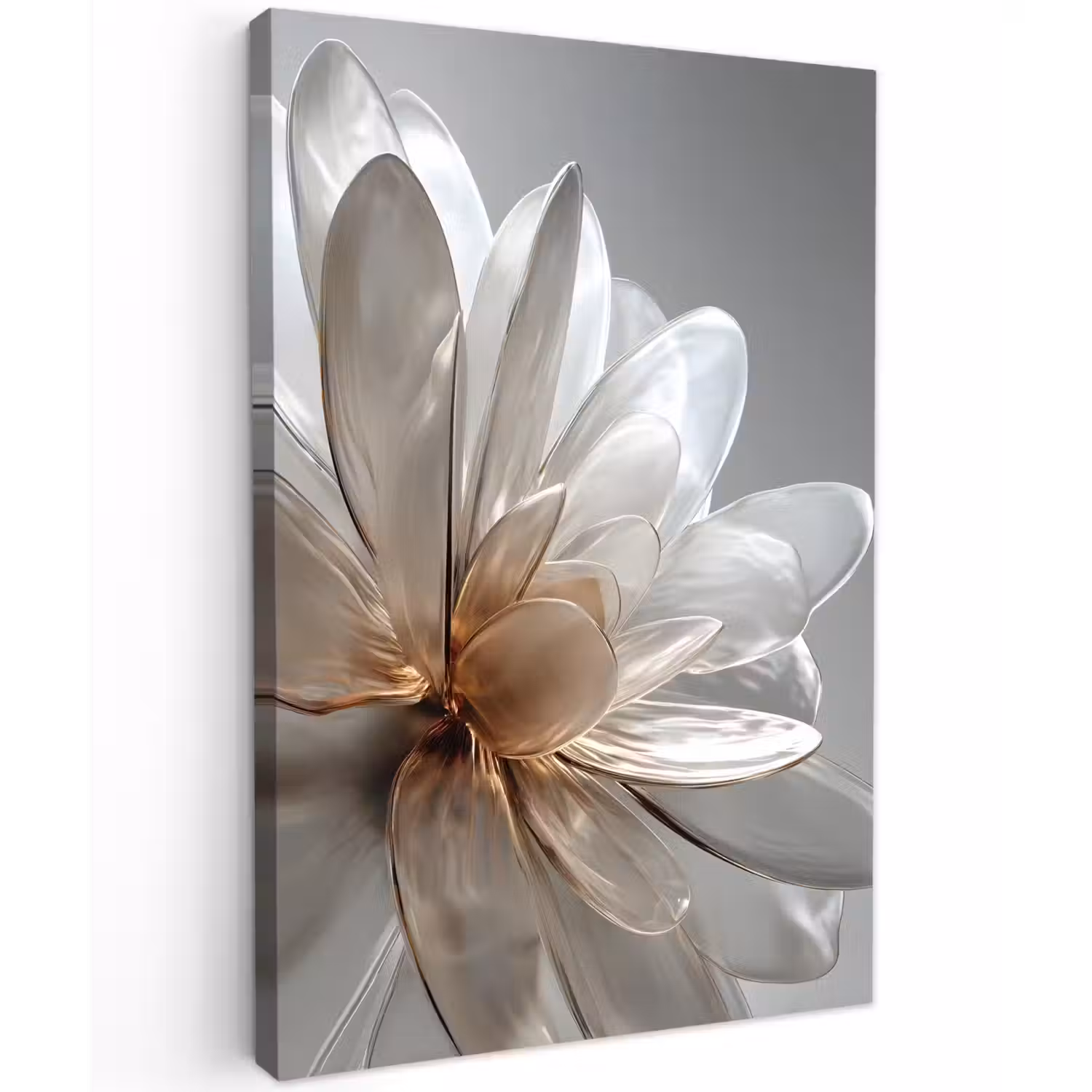 Bloem - Wit - Neutraal Tuinposter op houten frame 2 cm dik klein -3d
