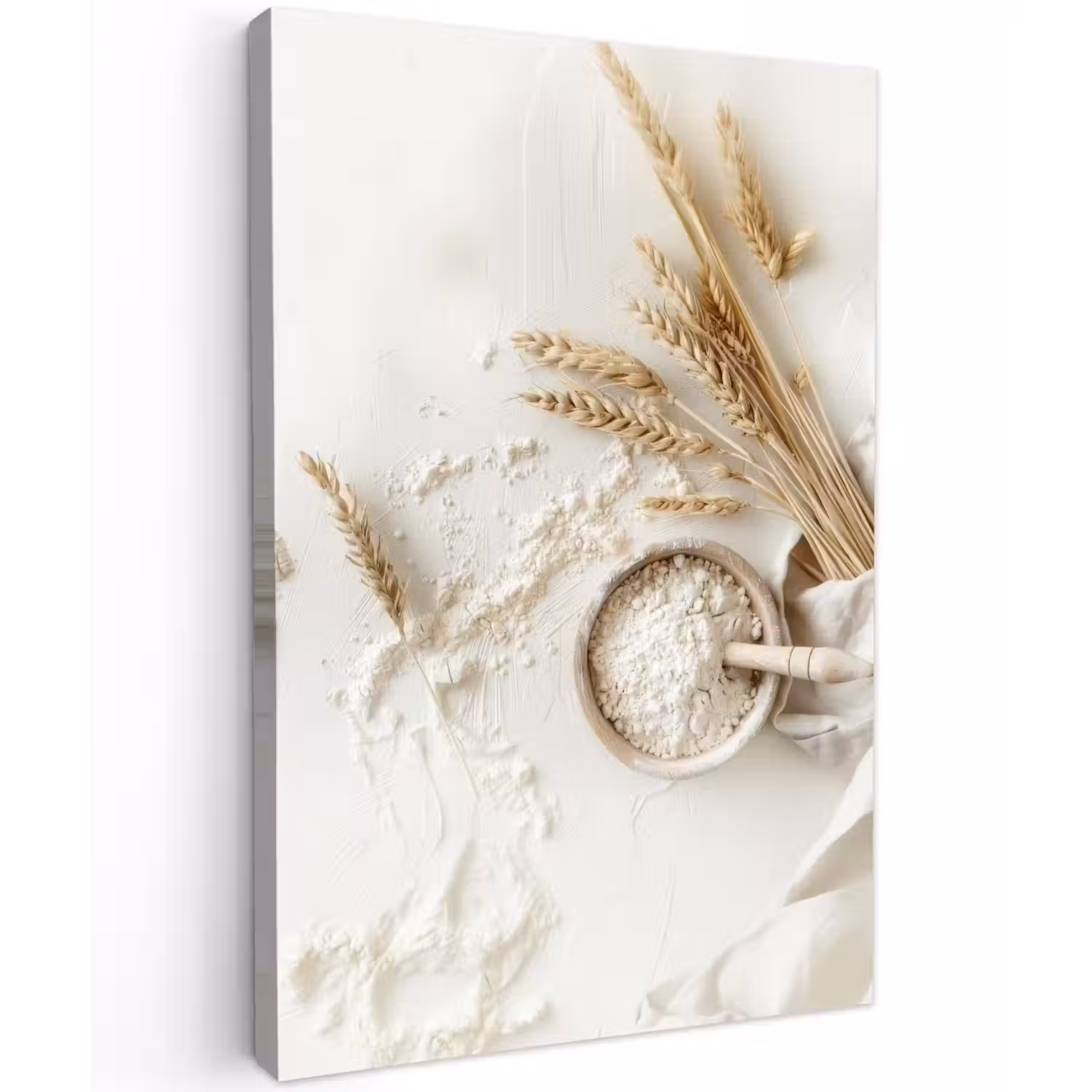 Bloem - Hout - Tarwe Tuinposter op houten frame 2 cm dik klein -3d