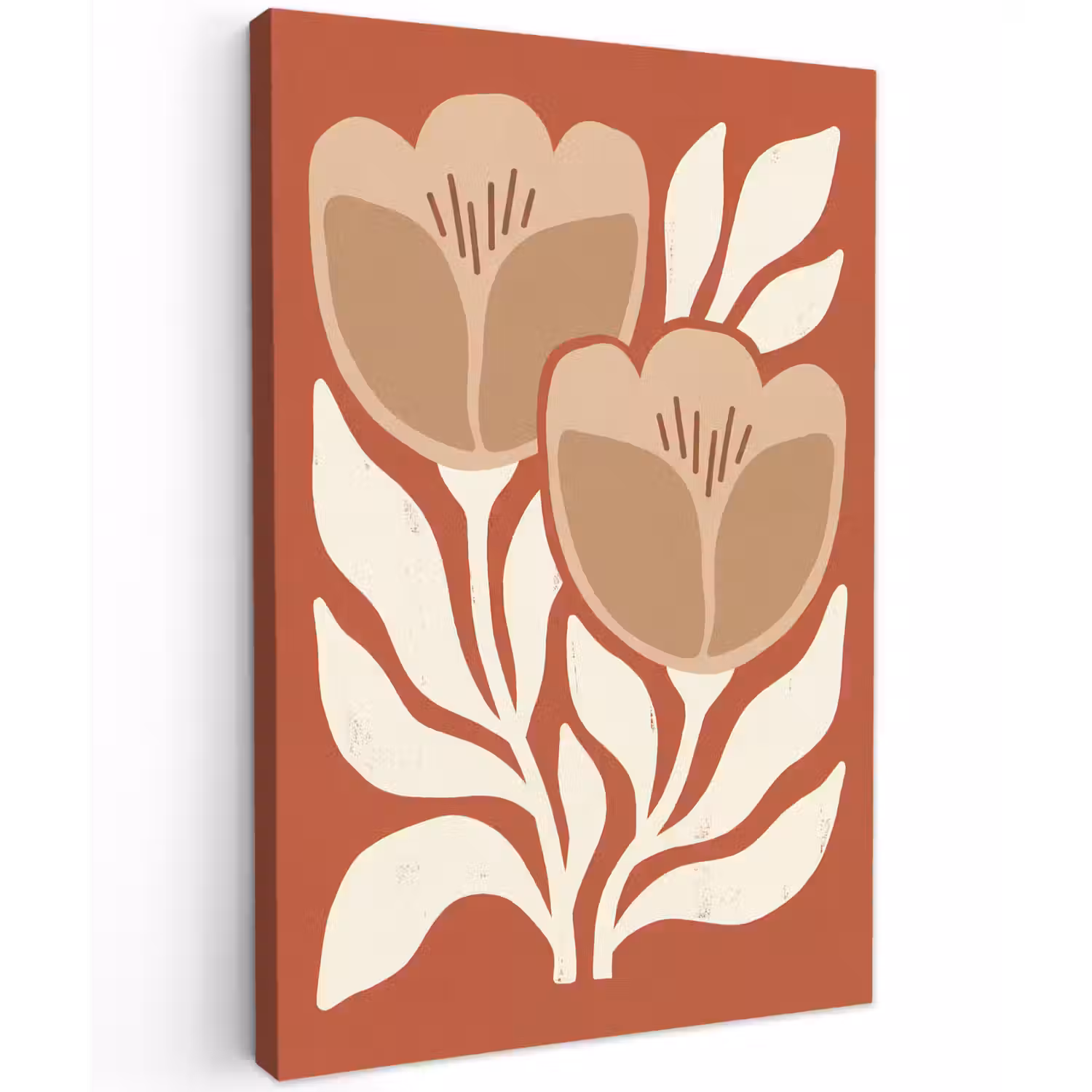 Bloemen - Abstract - Modern - Beige - Natuur Tuinposter op houten frame 2 cm dik klein -3d