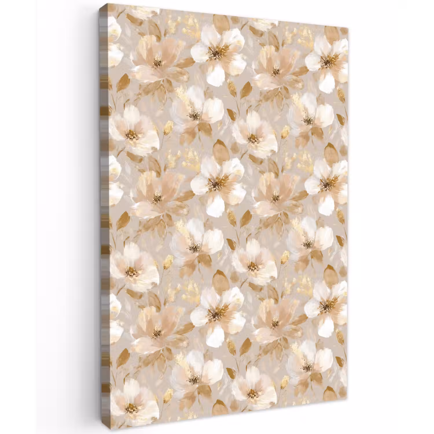 Bloemen - artistiek - Goud Tuinposter op houten frame 2 cm dik klein 841 -3d