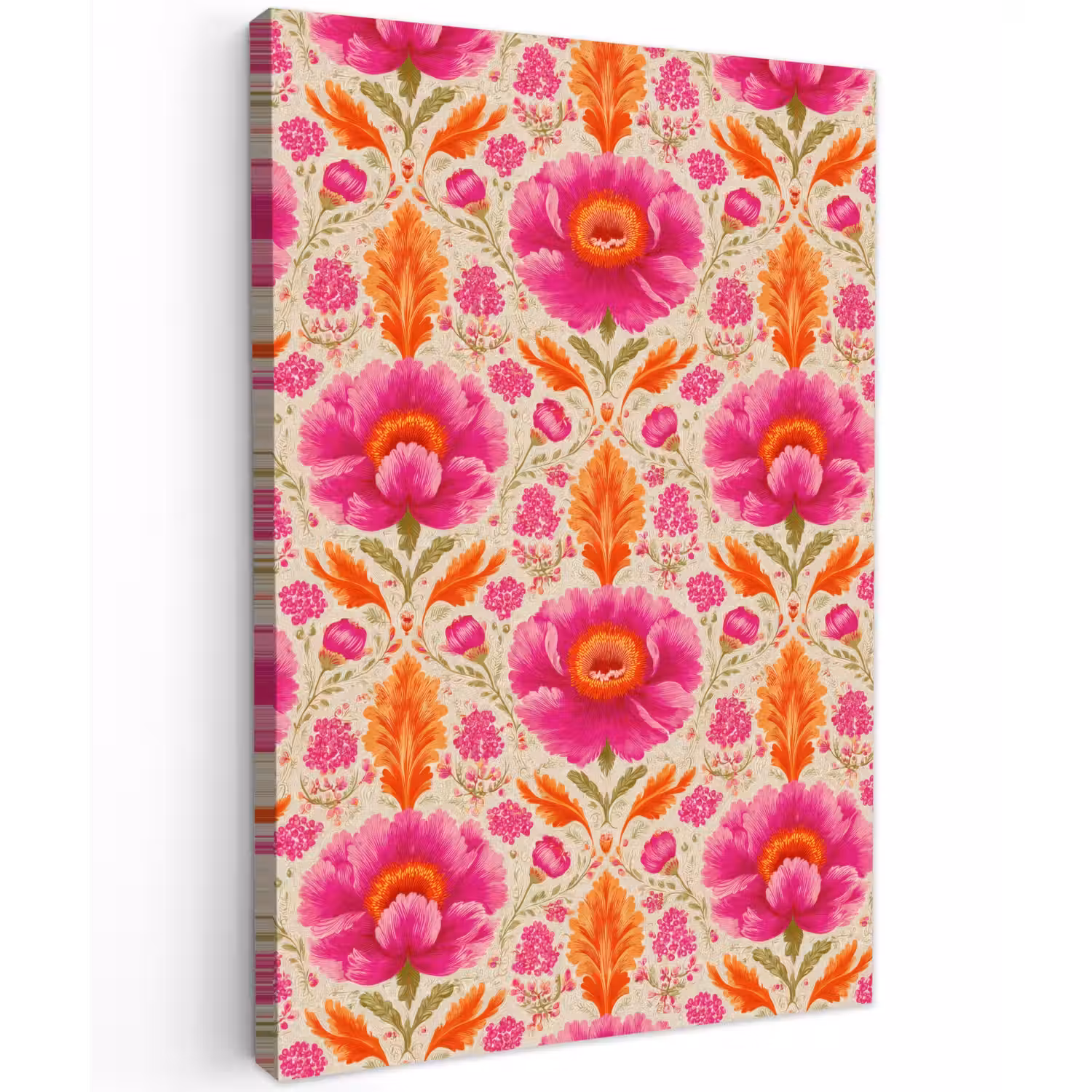 Bloemen - Barok - Roze - Oranje Tuinposter op houten frame 2 cm dik klein 841 -3d