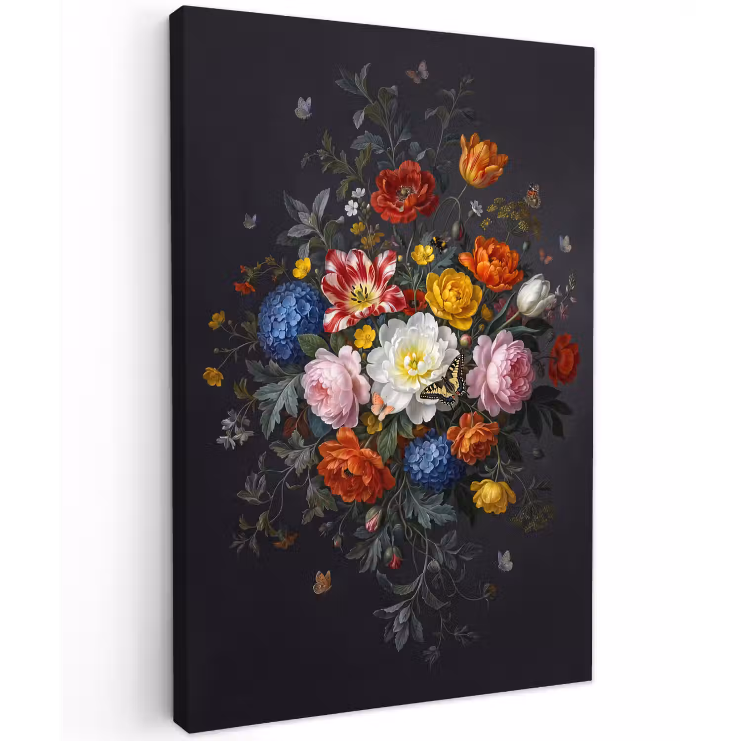 Bloemen - Boeket - Klassiek - Kleurrijk - Natuur Tuinposter op houten frame 2 cm dik klein -3d