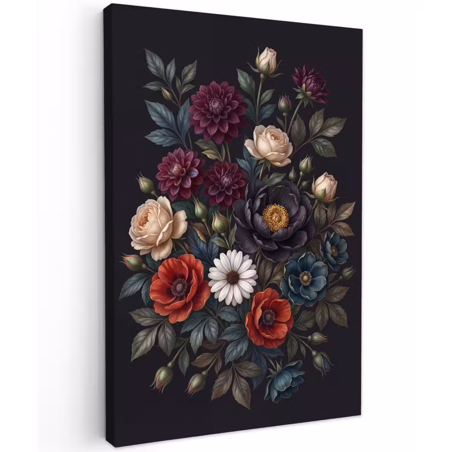 Bloemen - Boeket - Natuur - Klassiek - Weelderig Tuinposter op houten frame 2 cm dik klein -3d