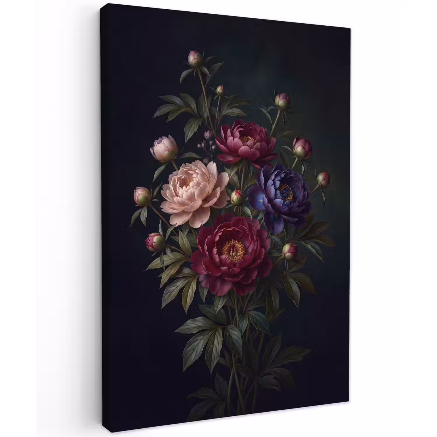 Bloemen - Boeket - Natuur - Modern - Donker Tuinposter op houten frame 2 cm dik klein -3d