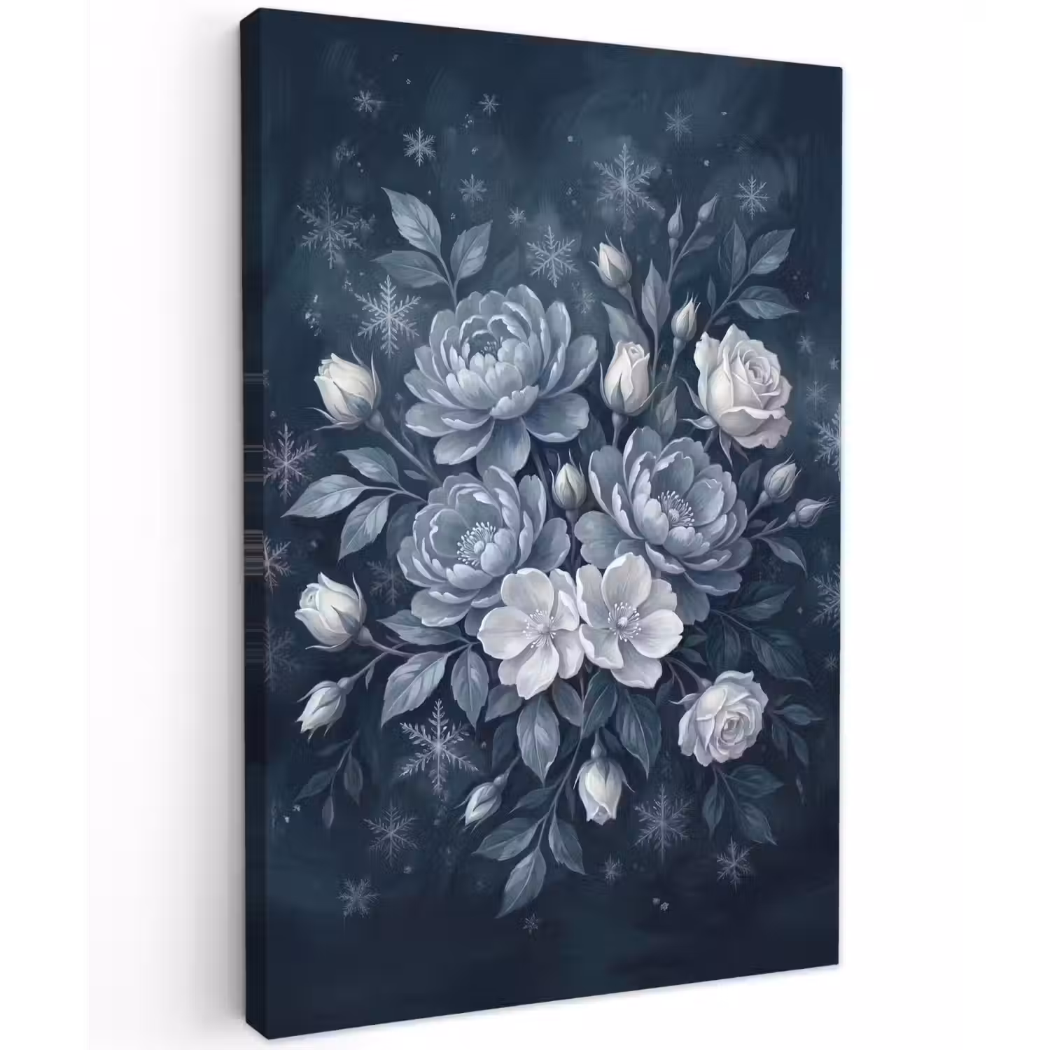 Bloemen - Boeket - Winter - Abstract - Blauw Tuinposter op houten frame 2 cm dik klein -3d