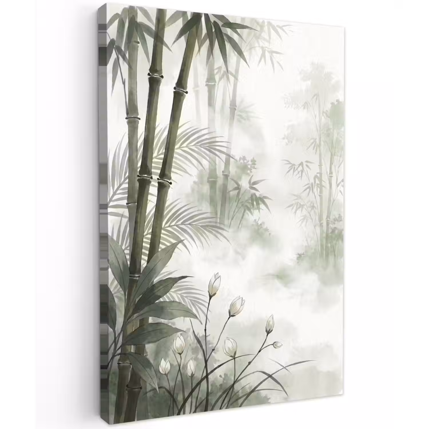 Bloemen - Knop - Tuin - Illustratie - Wit Tuinposter op houten frame 2 cm dik klein -3d