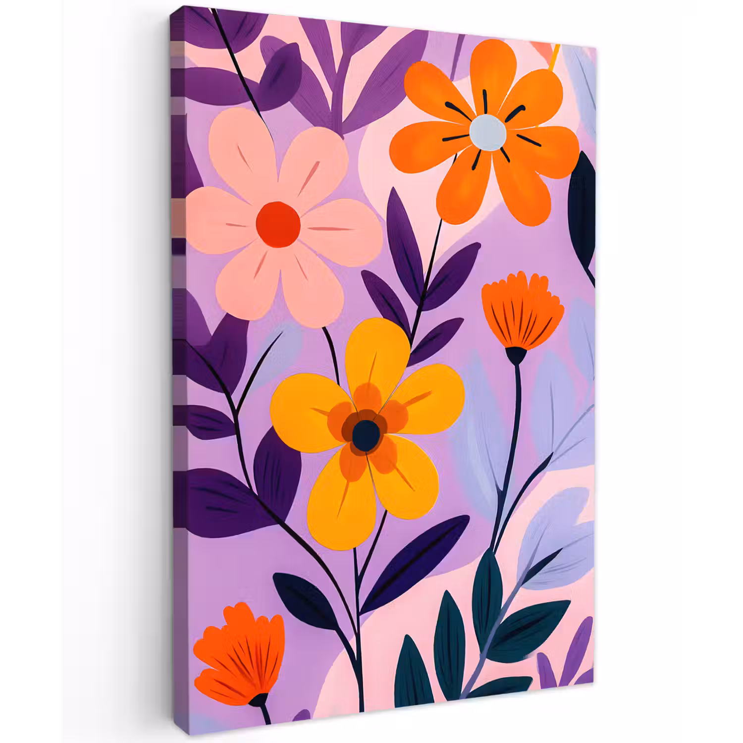 Bloemen - Kleurrijk - Bladeren Tuinposter op houten frame 2 cm dik klein -3d