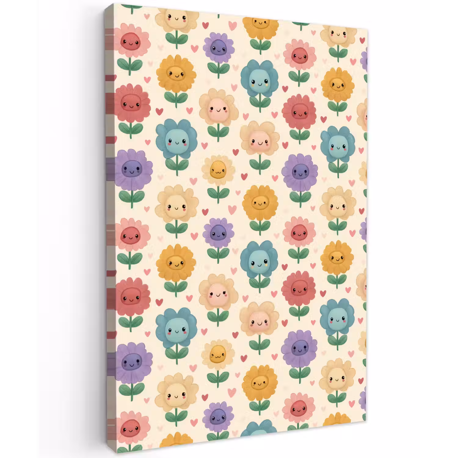 Bloemen - Hartjes - Kleurrijk Tuinposter op houten frame 2 cm dik klein 841 -3d