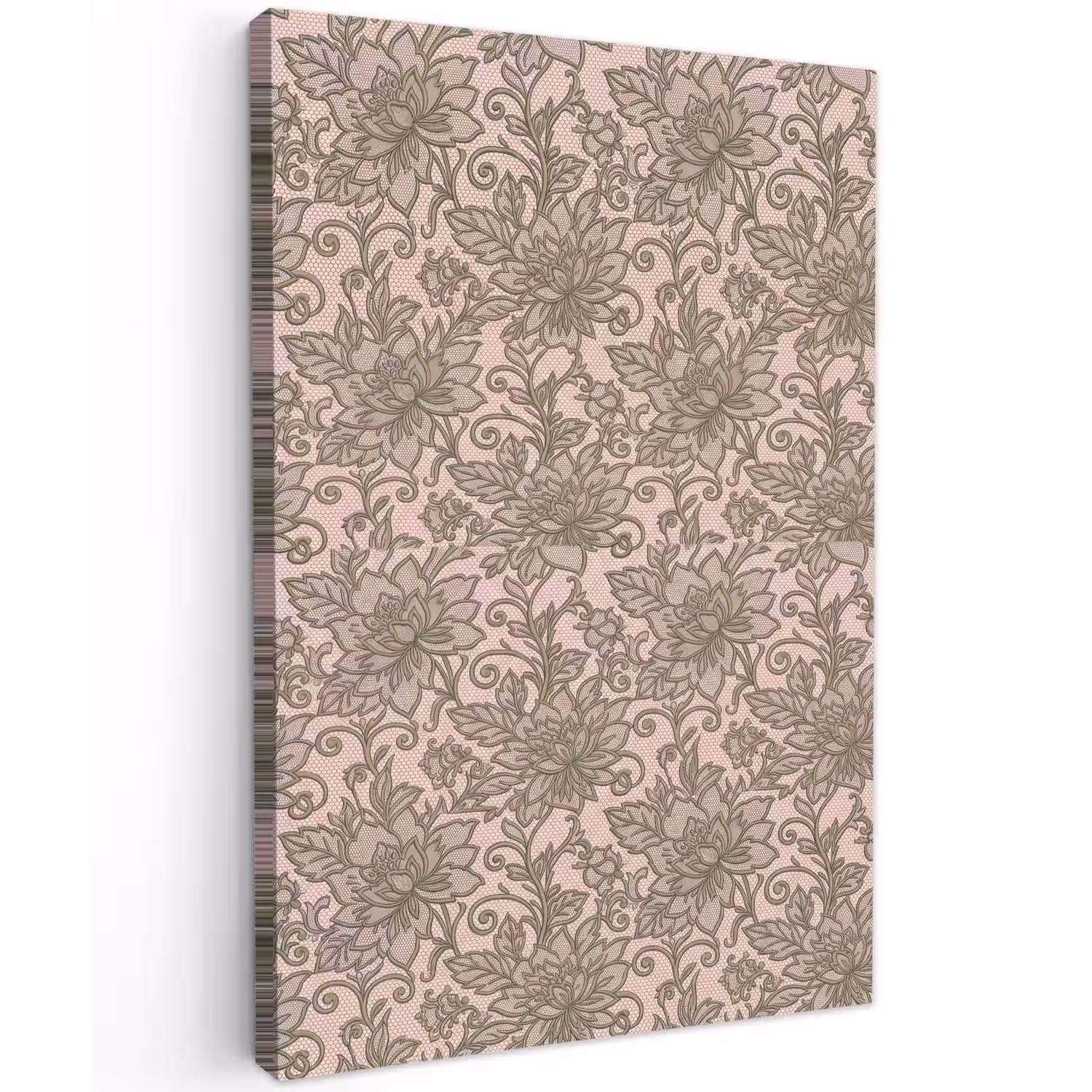 Bloemen - Kant - Patroon - Klassiek - Groen Tuinposter op houten frame 2 cm dik klein -3d