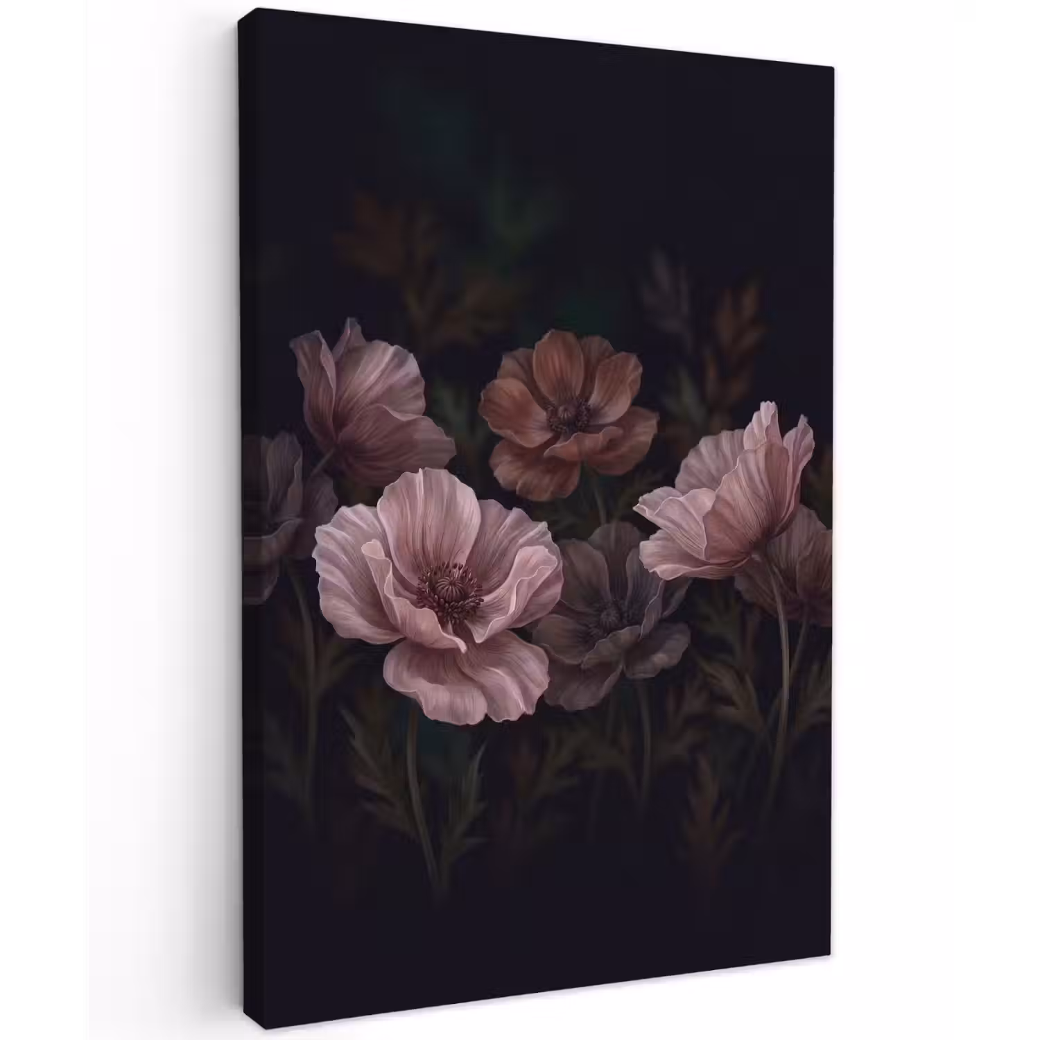 Bloemen - Natuur - Roze - Donker - Modern Tuinposter op houten frame 2 cm dik klein -3d