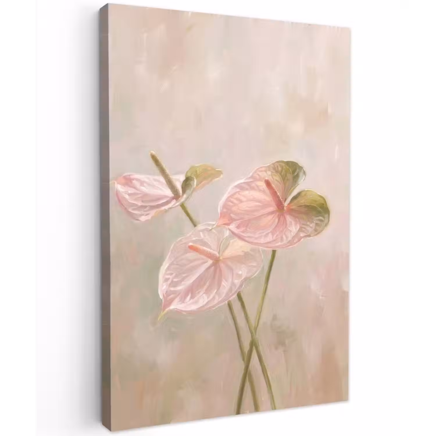 Bloemen - Pastel - Abstract - Natuur - Groen Tuinposter op houten frame 2 cm dik klein -3d