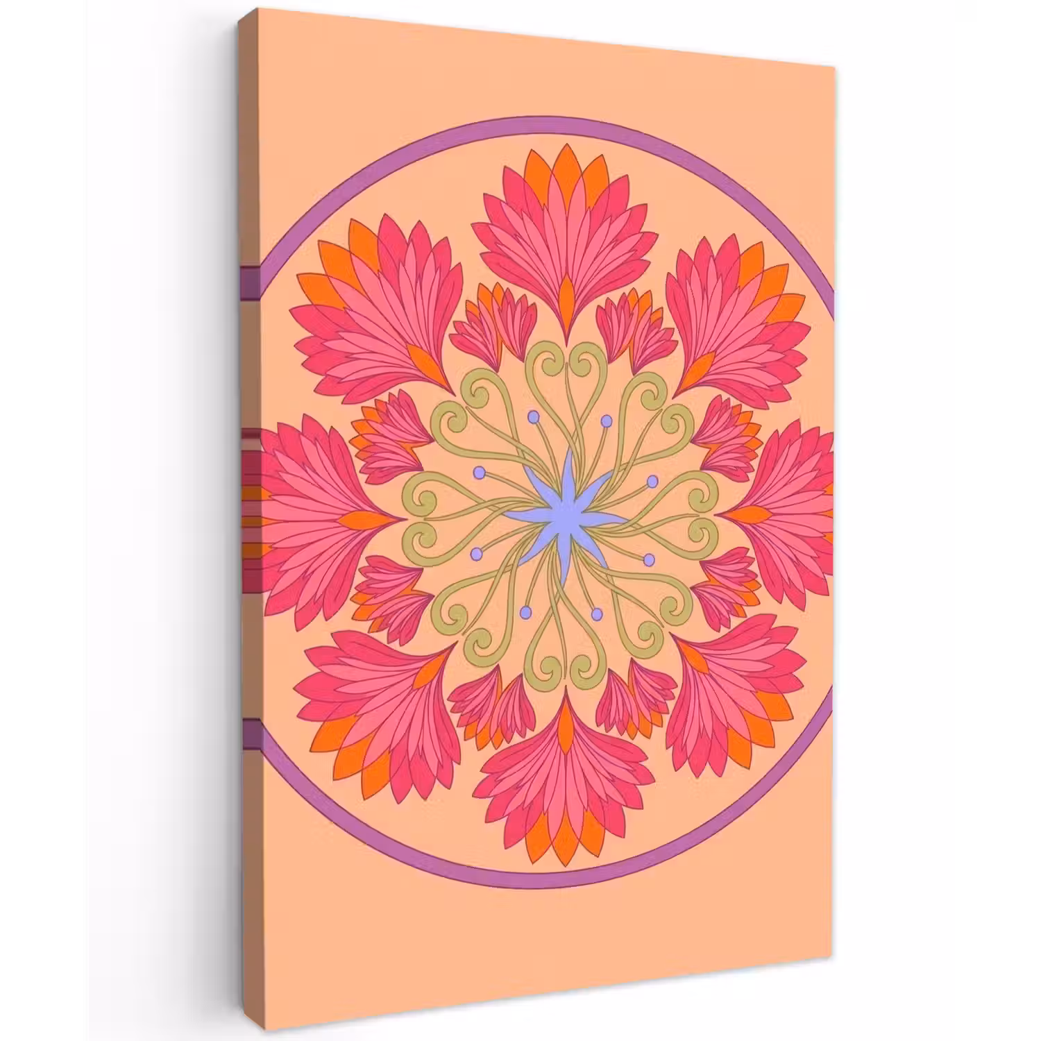 Bloemen - Patroon - Abstract - Roze - Decoratief Tuinposter op houten frame 2 cm dik klein -3d