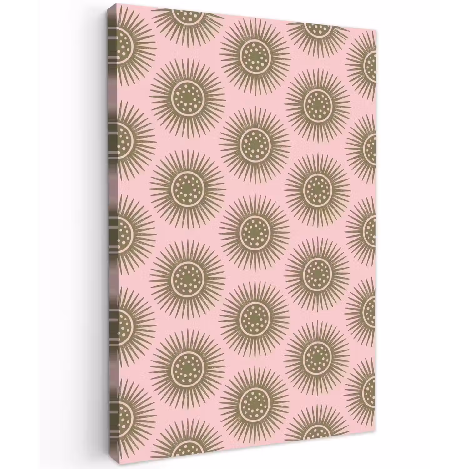 Bloemen - Patroon - Abstract - Roze - Groen Tuinposter op houten frame 2 cm dik klein -3d