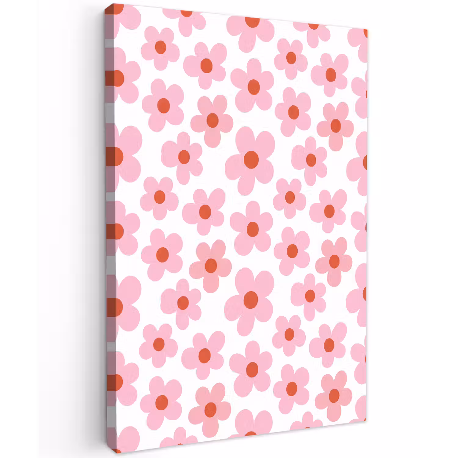 Bloemen - Patroon - Modern - Roze - Wit Tuinposter op houten frame 2 cm dik klein -3d