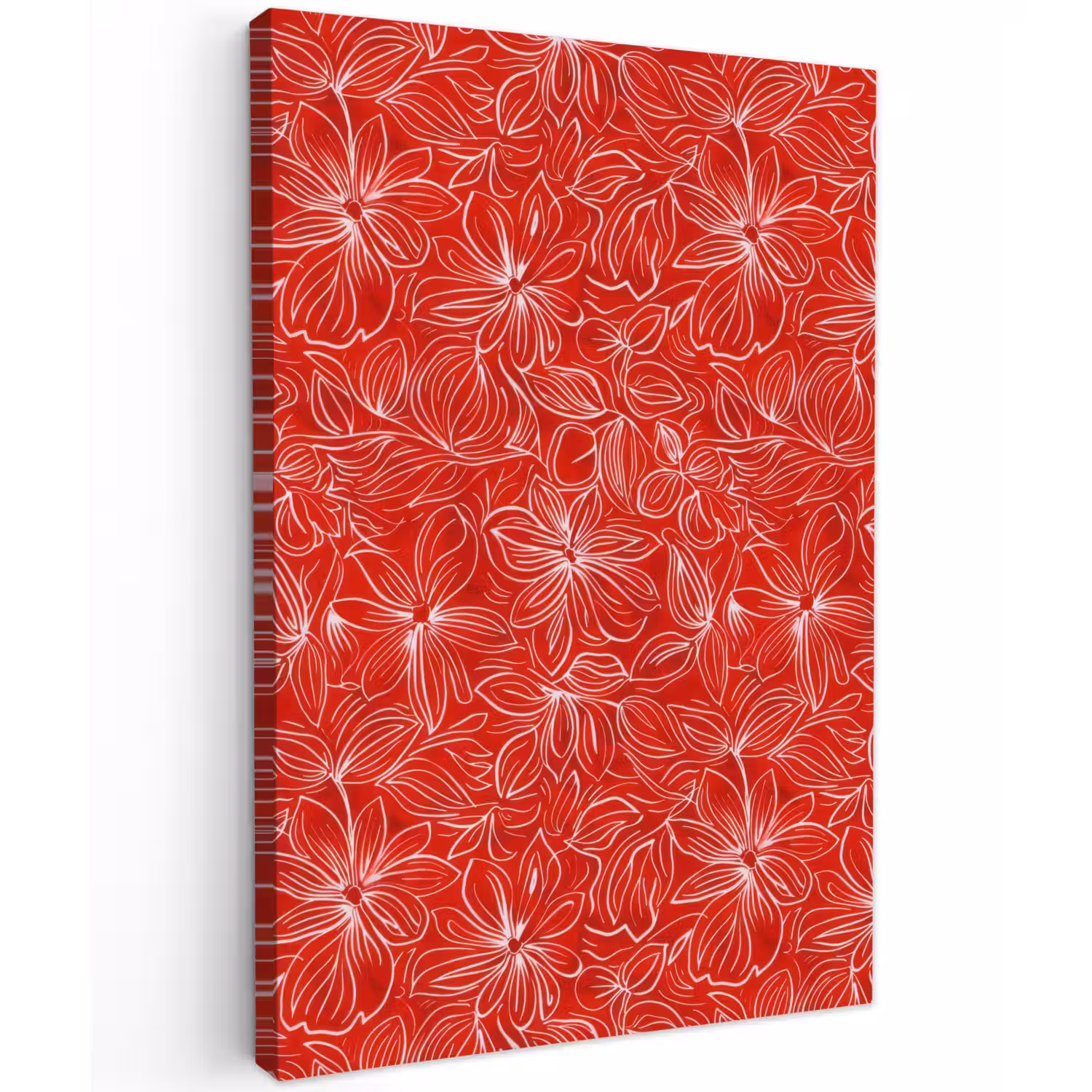 Bloemen - Patroon - Rood Tuinposter op houten frame 2 cm dik klein 841 -3d
