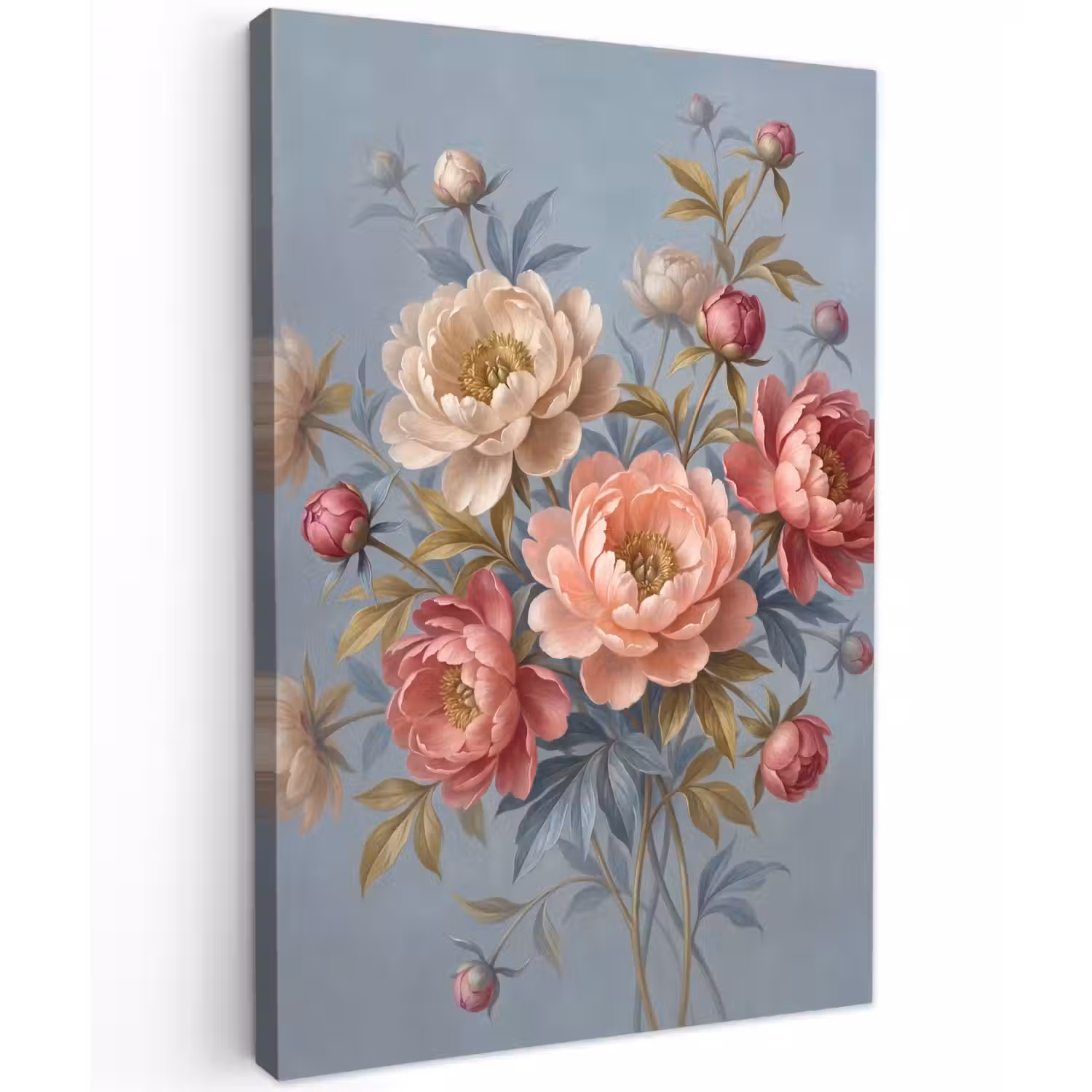Bloemen - Roze - Beige - Modern - Natuur Tuinposter op houten frame 2 cm dik klein -3d