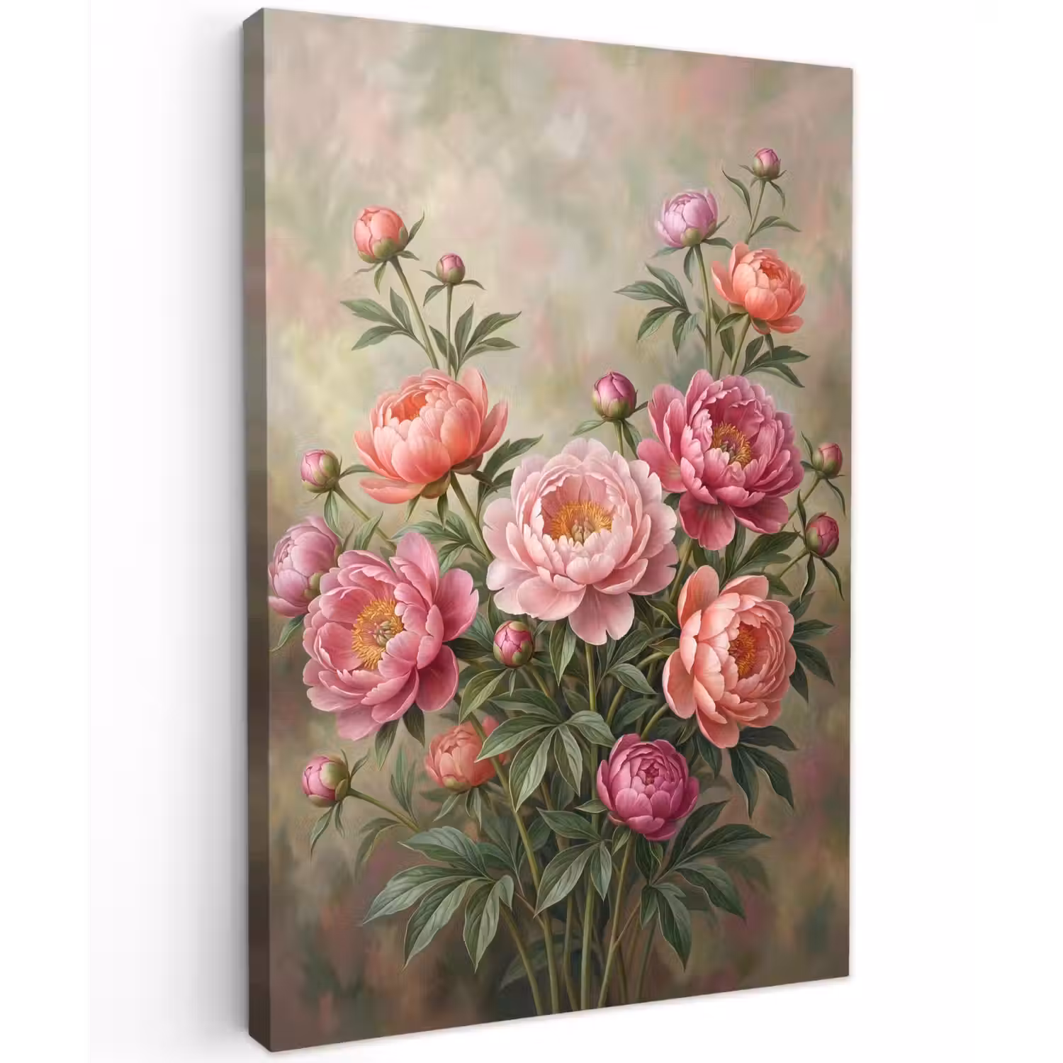 Bloemen - Roze - Klassiek - Gedetailleerd - Natuur Tuinposter op houten frame 2 cm dik klein -3d