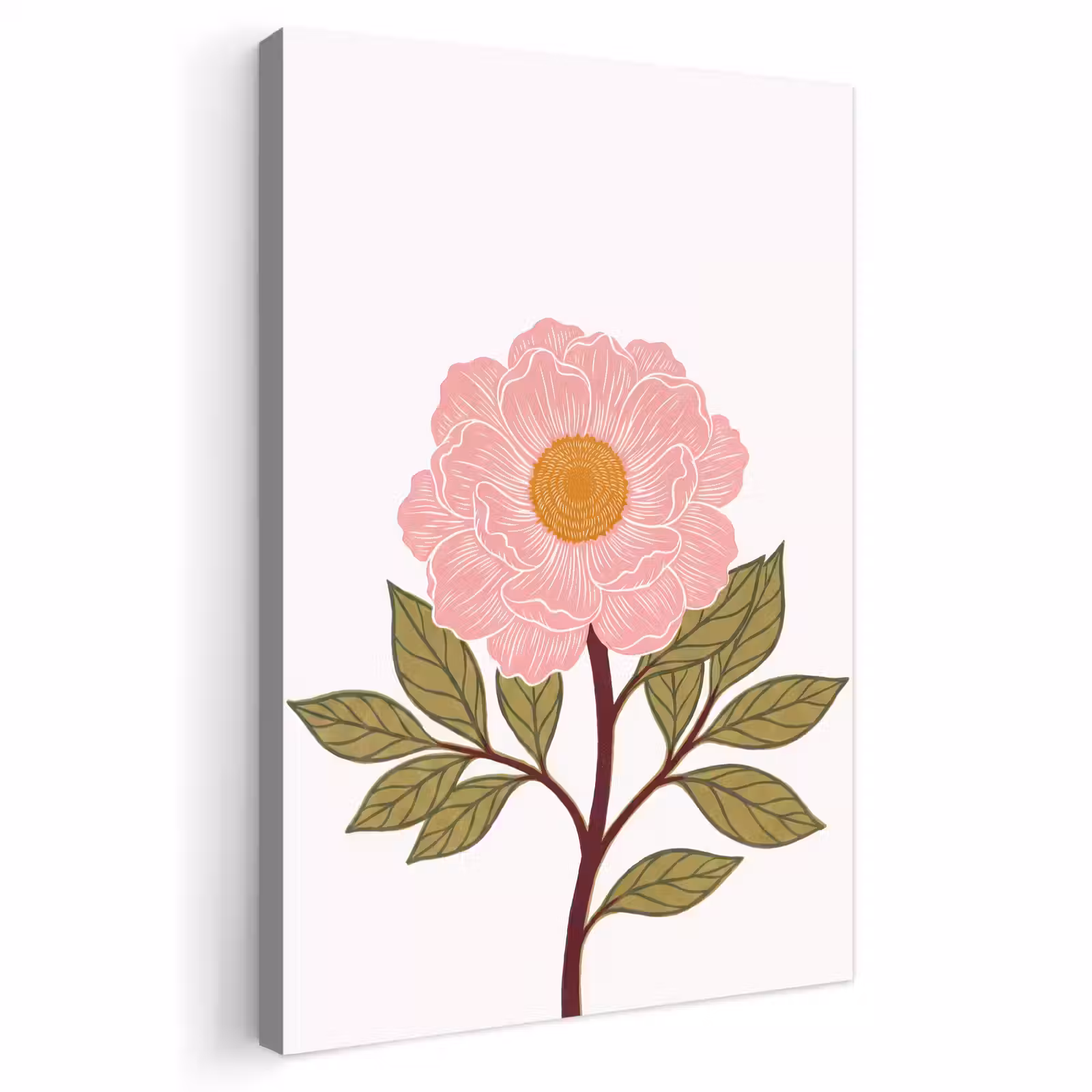 Outdoor Canvas Print - Flowers - Pink - Illustration - Bloemen - Roze - Illustratie Tuinposter op houten frame 2 cm dik klein