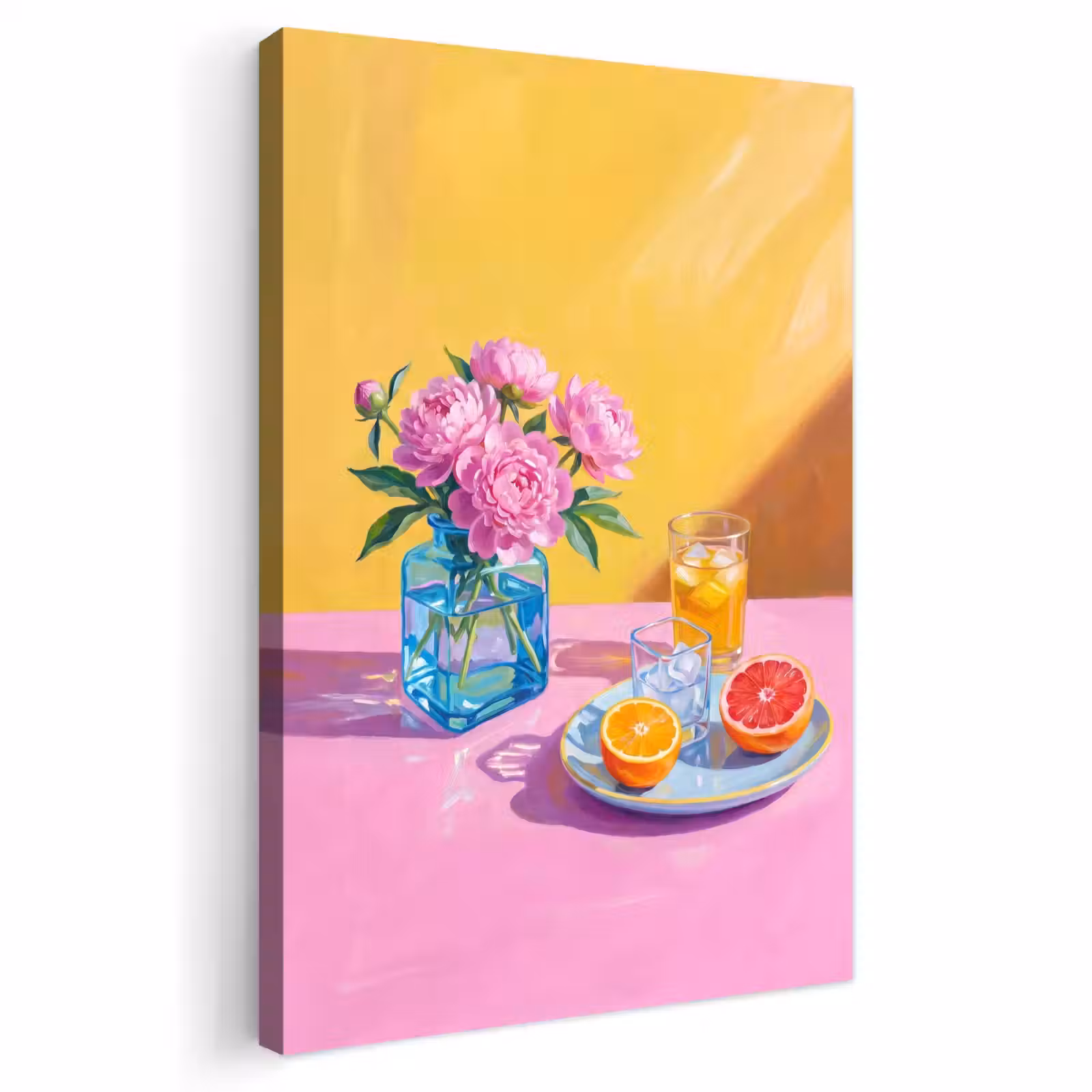 Outdoor Canvas Print - Flowers - Pink - Modern - Bloemen - Roze - Modern Tuinposter op houten frame 2 cm dik klein