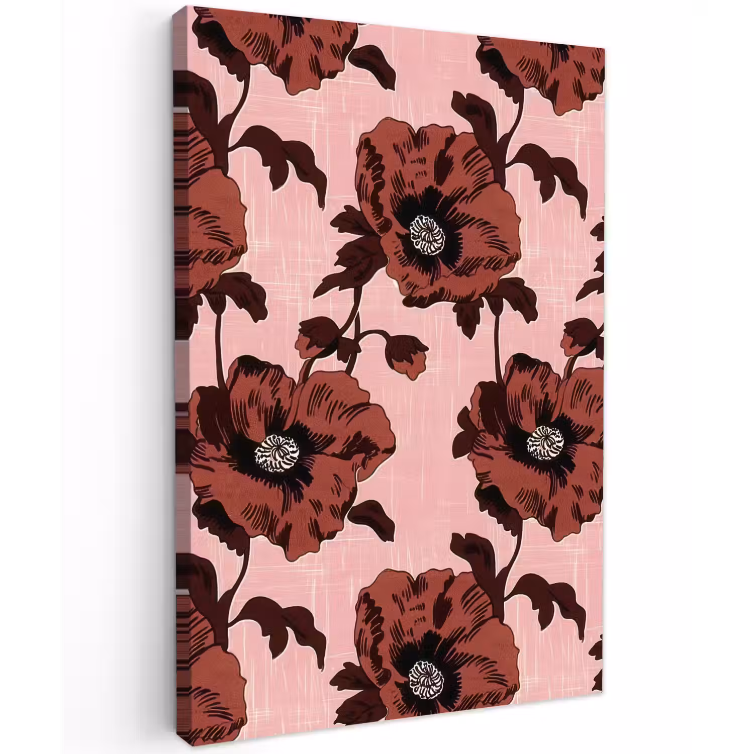 Bloemen - Retro - Rood Tuinposter op houten frame 2 cm dik klein 841 -3d