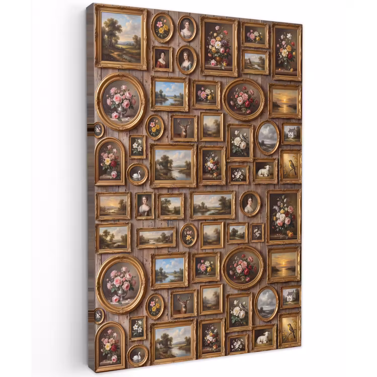 Bloemen - Rozen - Klassiek - Vaas - Kleurrijk Tuinposter op houten frame 2 cm dik klein -3d