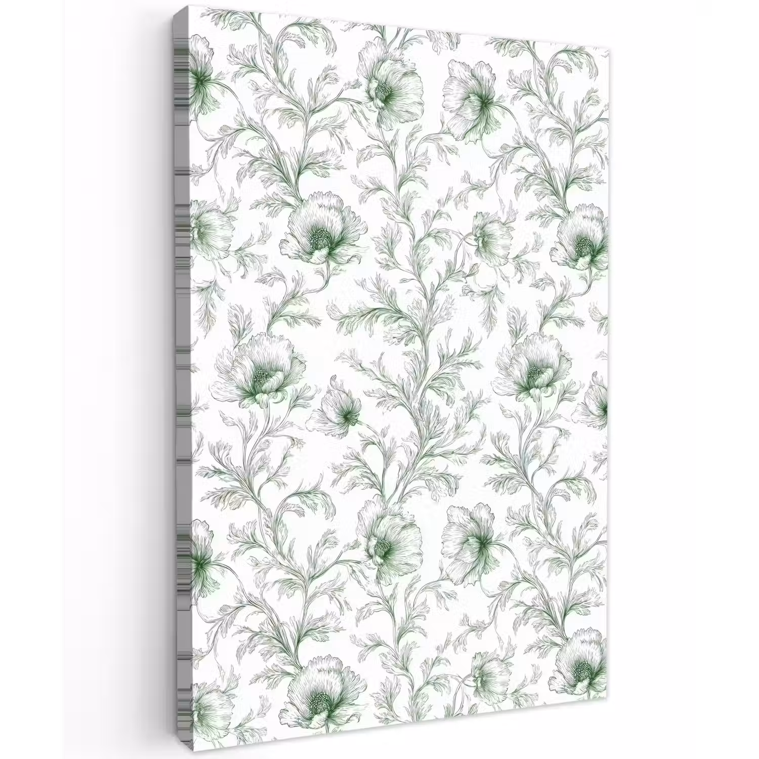 Bloemen - Getekend - Groen Tuinposter op houten frame 2 cm dik klein 841 -3d