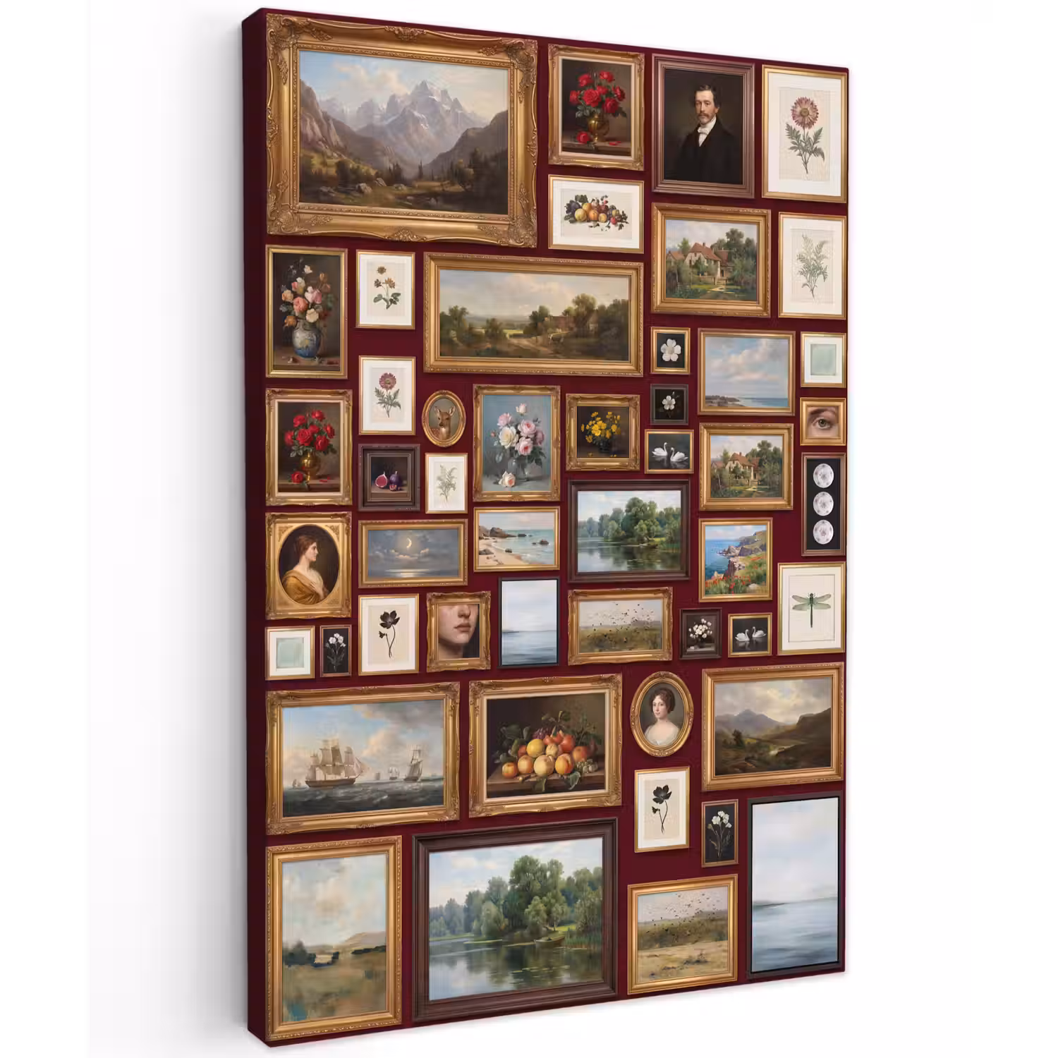 Bloemen - Vaas - Klassiek - Kunst - Rood Tuinposter op houten frame 2 cm dik klein -3d