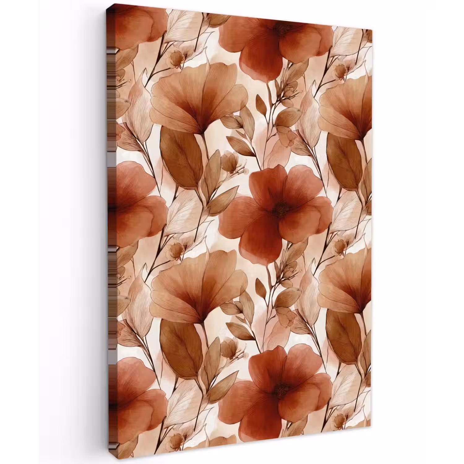 Bloemen - Aquarel - Botanisch - Terracotta Tuinposter op houten frame 2 cm dik klein 841 -3d