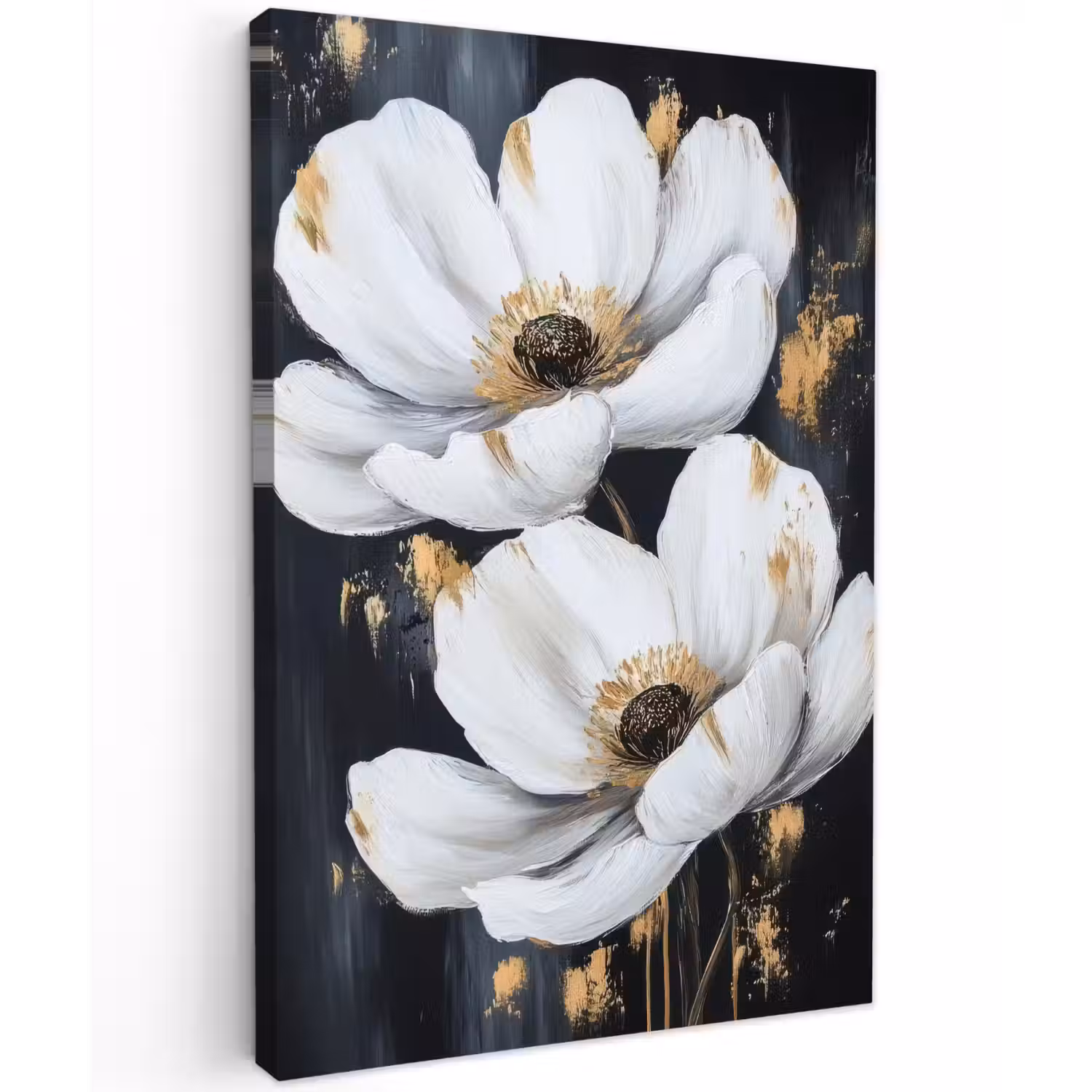 Bloemen - Wit - Abstract Tuinposter op houten frame 2 cm dik klein -3d