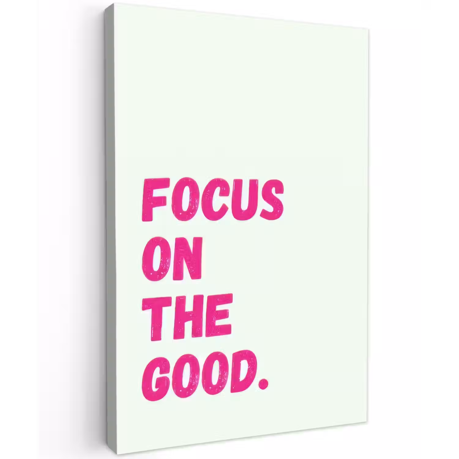 Focus on the good - Beige - Roze Tuinposter op houten frame 2 cm dik klein -3d
