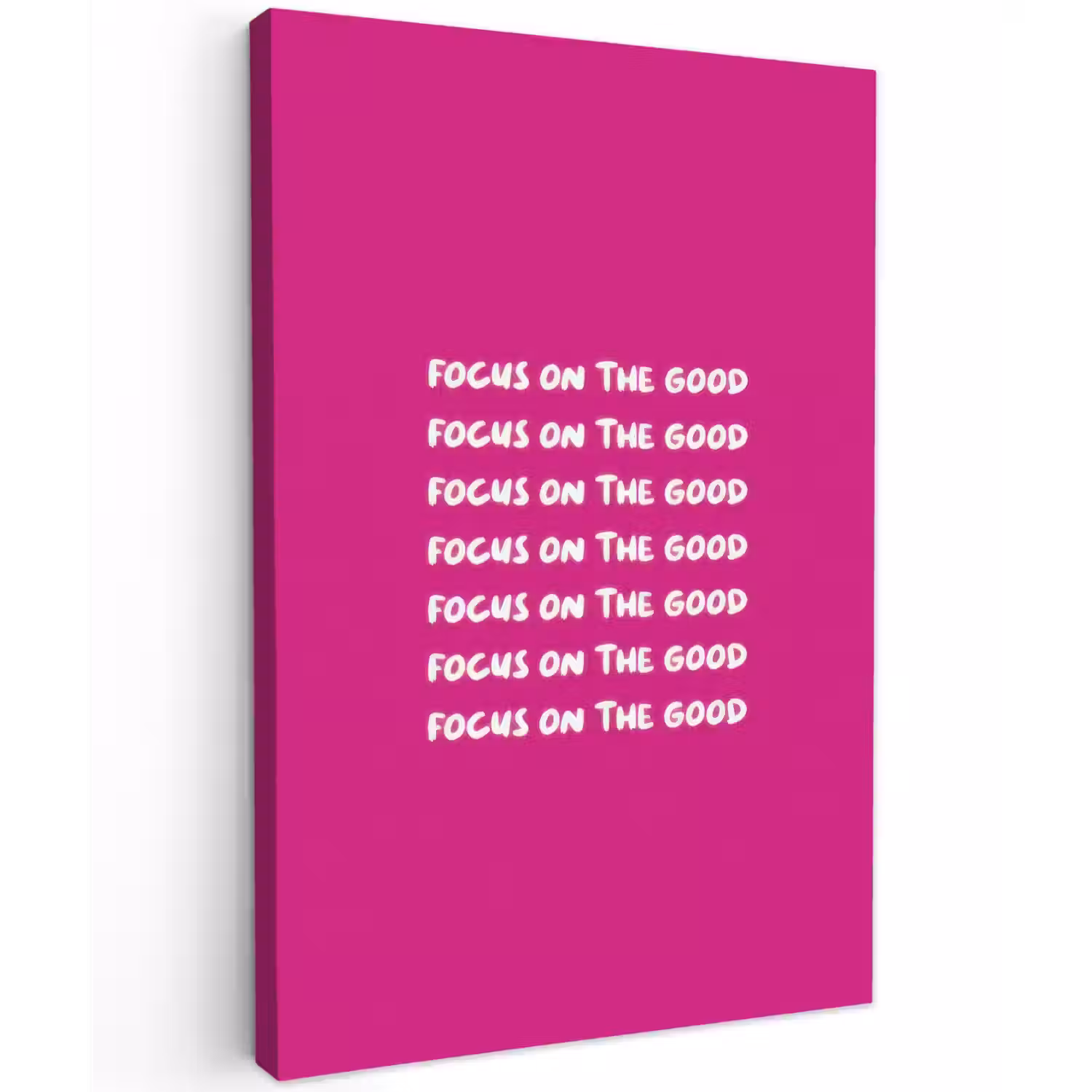 Focus on the good - Roze - wit Tuinposter op houten frame 2 cm dik klein -3d