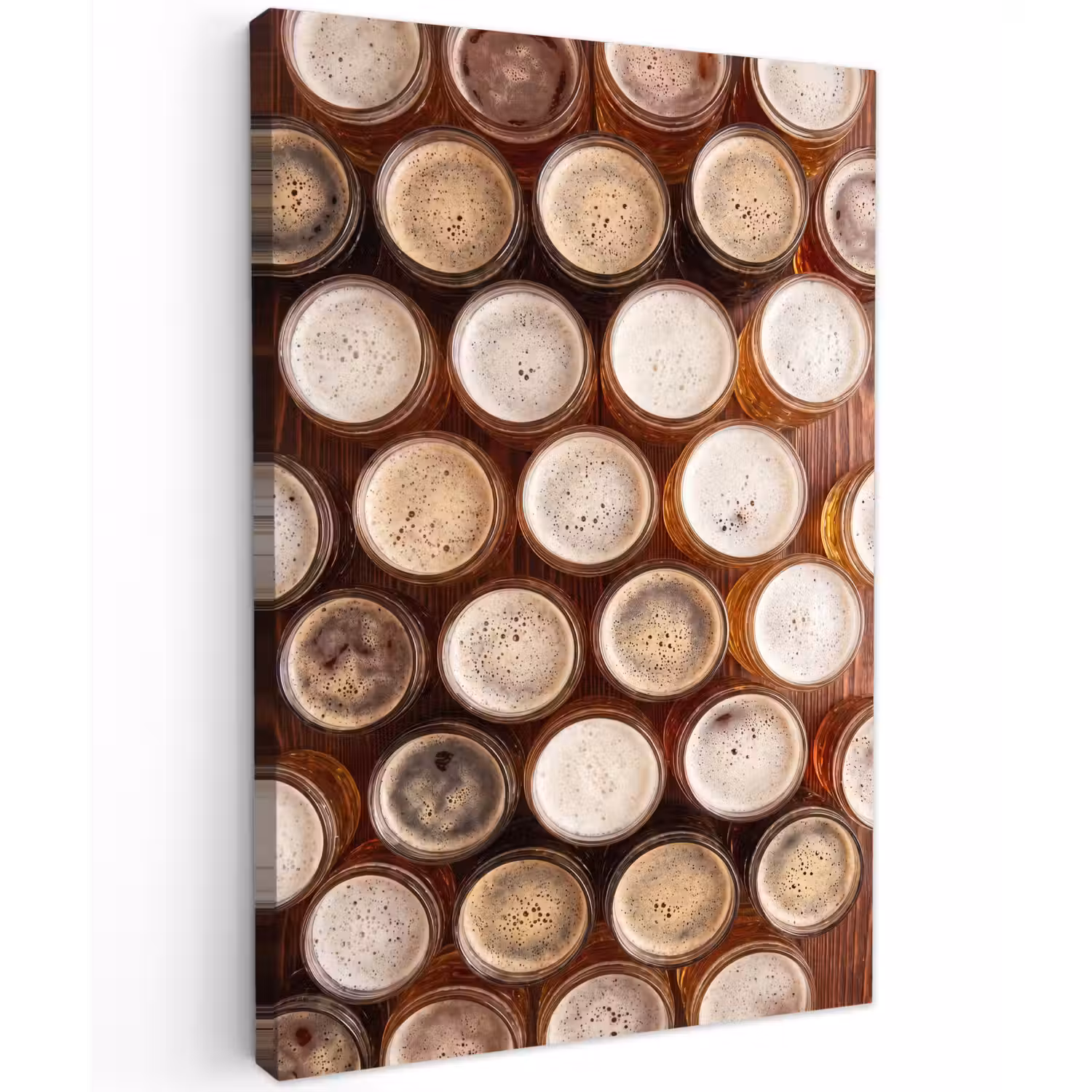 Eten - Glazen - Drank - Patroon - Bruin Tuinposter op houten frame 2 cm dik klein -3d