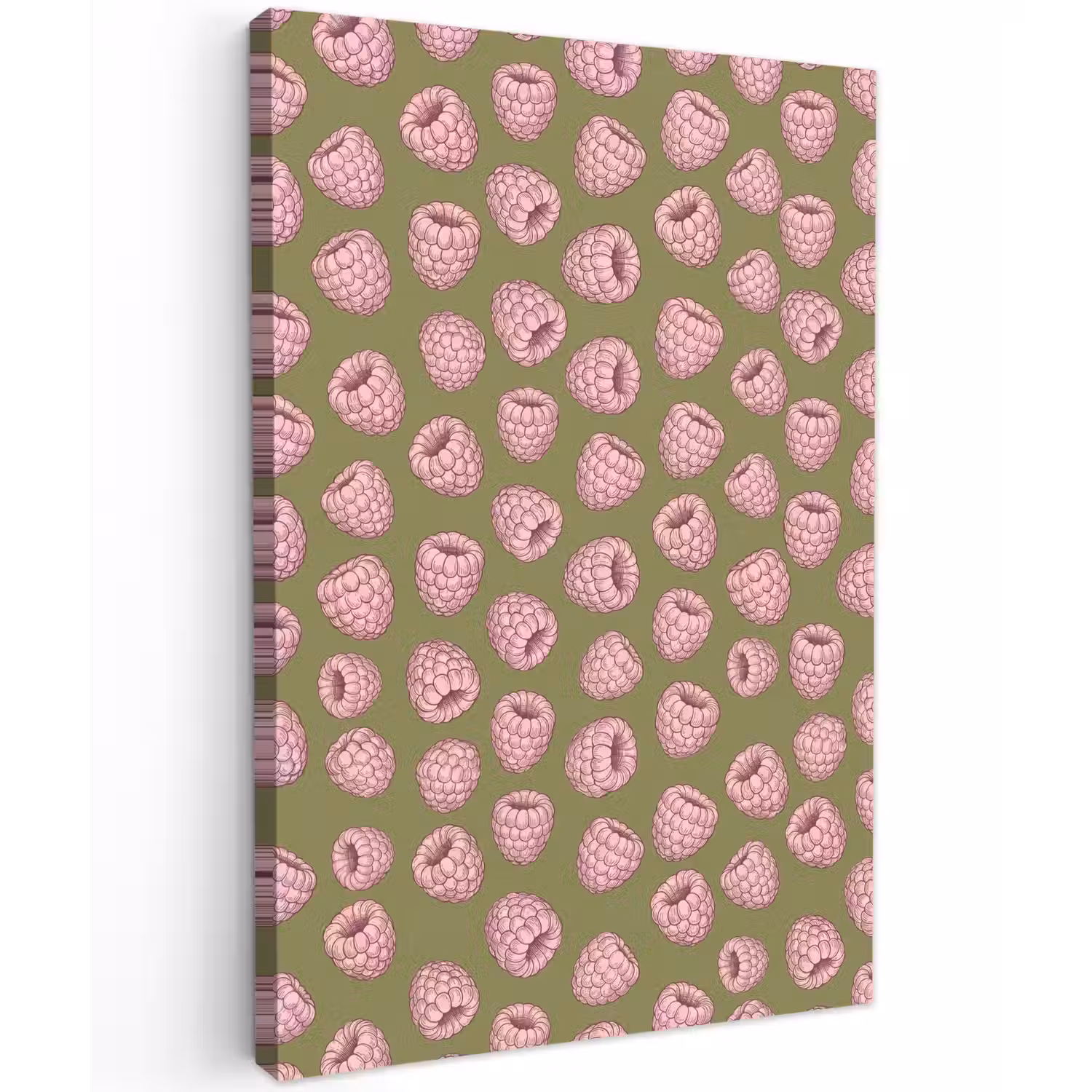 Eten - Patroon - Illustratie - Roze - Groen Tuinposter op houten frame 2 cm dik klein -3d