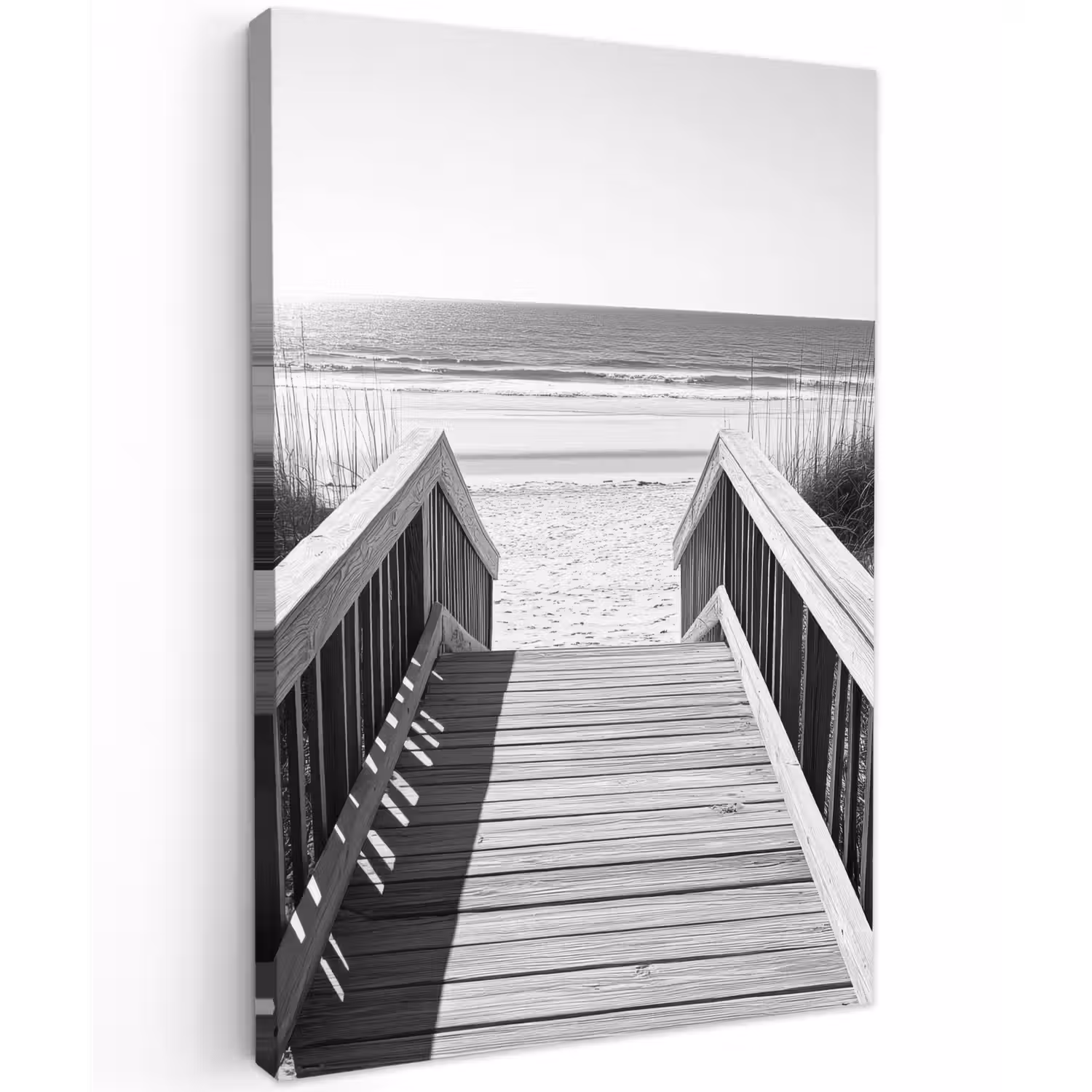 Loopbrug - Hout - Strand - Zee Tuinposter op houten frame 2 cm dik klein -3d