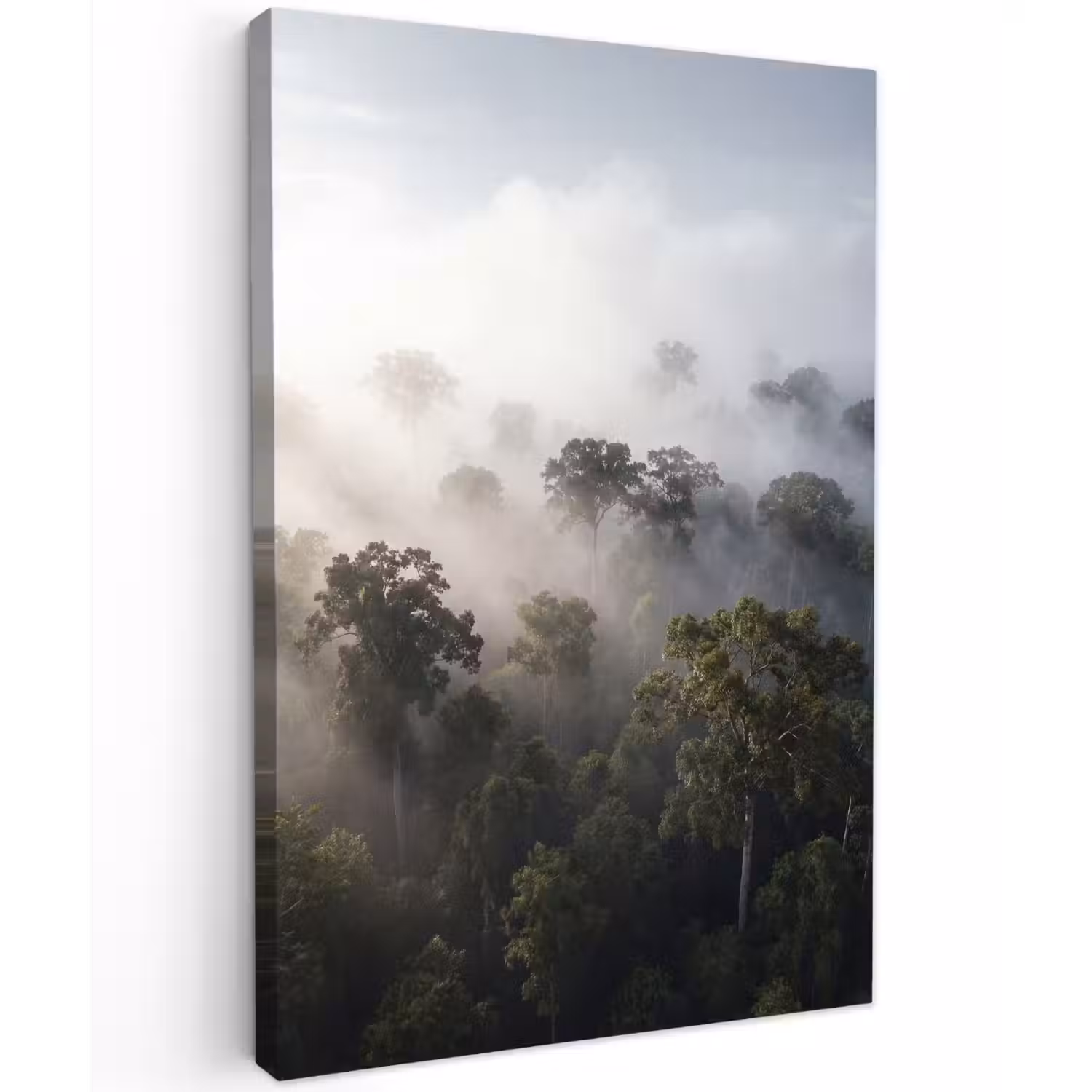 Bos - Mist - Natuur - Groen Tuinposter op houten frame 2 cm dik klein -3d
