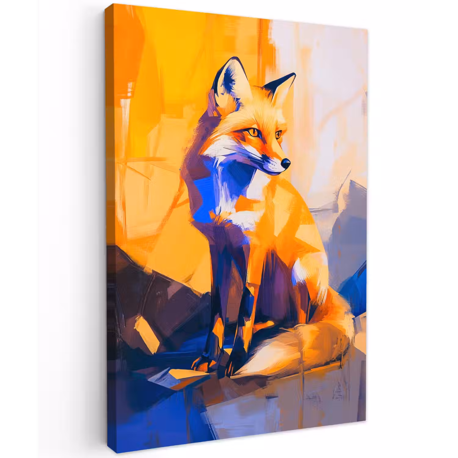 Vos - Oranje - Vormen - Abstract Tuinposter op houten frame 2 cm dik klein -3d