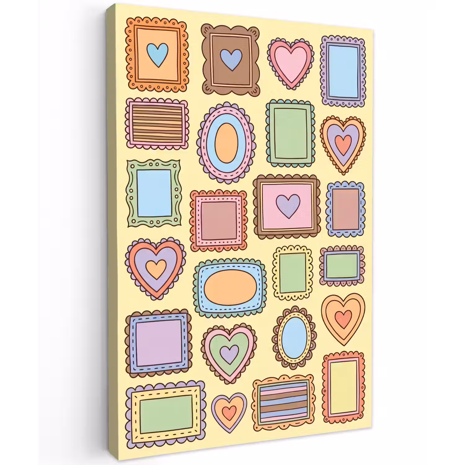 Lijst - Patroon - Hart - Speels - Kleurrijk Tuinposter op houten frame 2 cm dik klein -3d